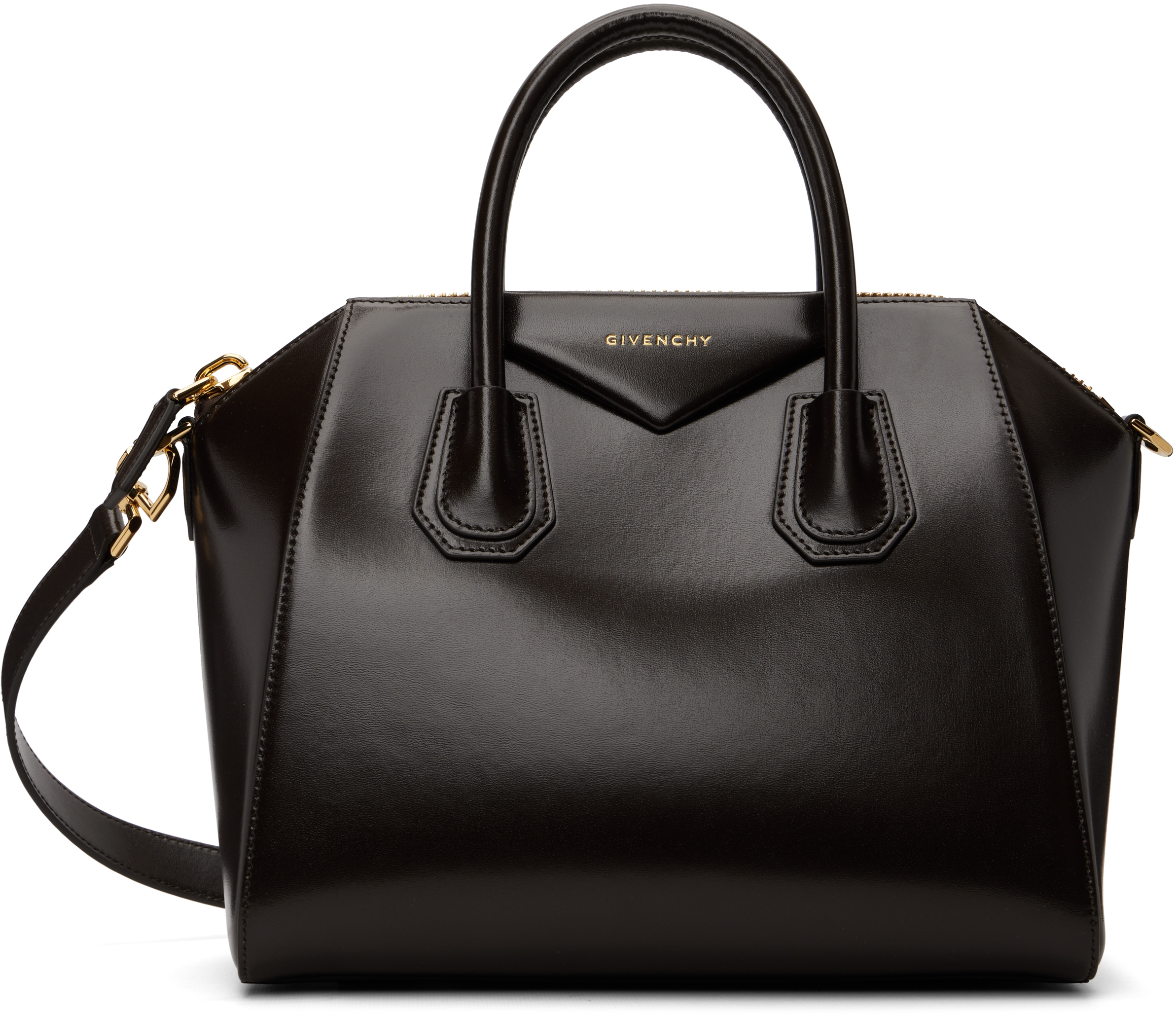 Givenchy Antigona Small Black Handbag With Laminated Logo In Hammered Leather Woman In Black