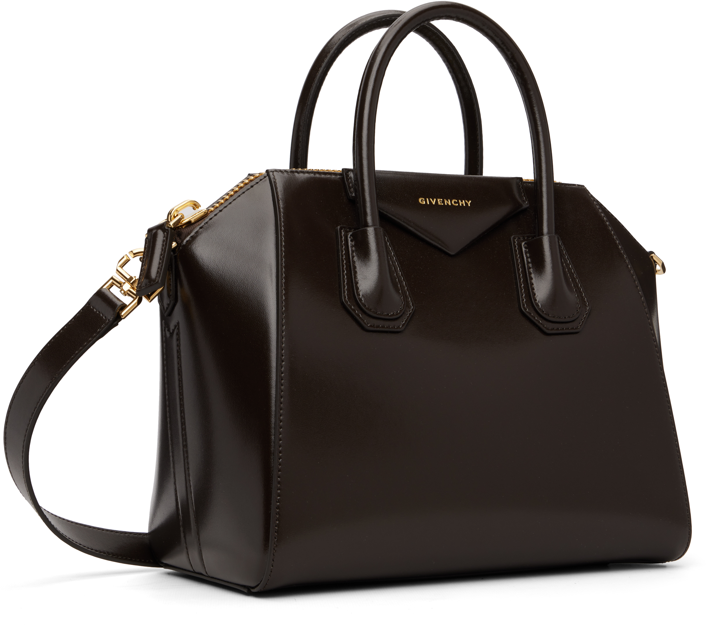 Givenchy Antigona Small Black Handbag With Laminated Logo In Hammered Leather Woman In Black