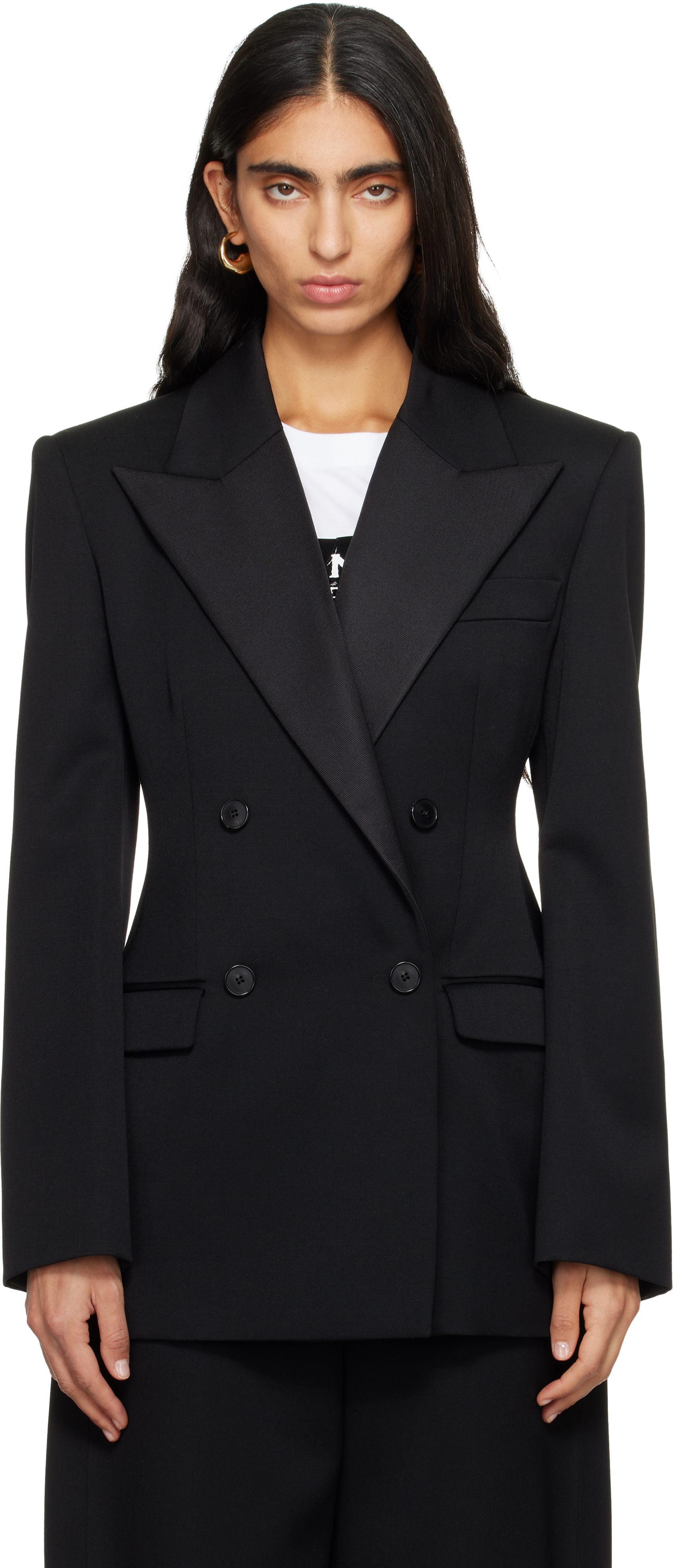 Givenchy Double-breasted Faille-trimmed Grain De Poudre Wool Blazer In Black