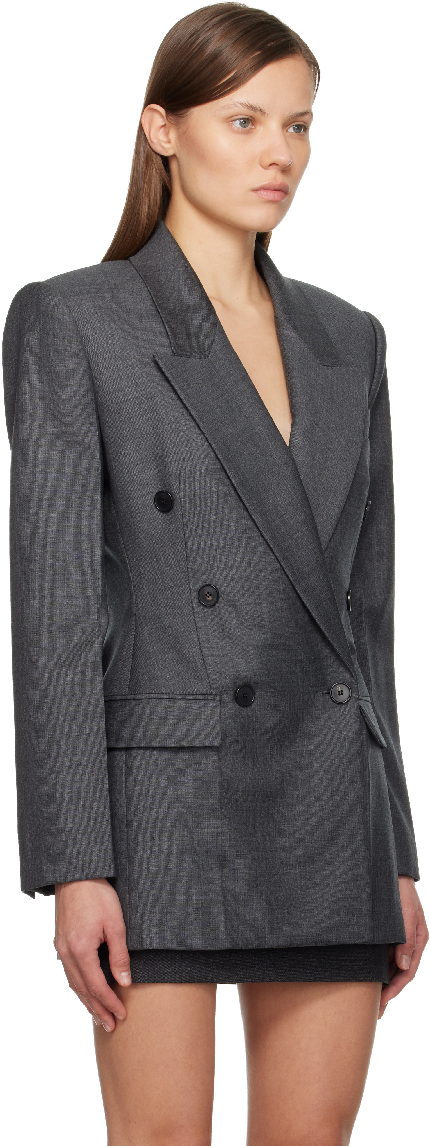 Givenchy Gray Double-breasted Blazer In Gray
