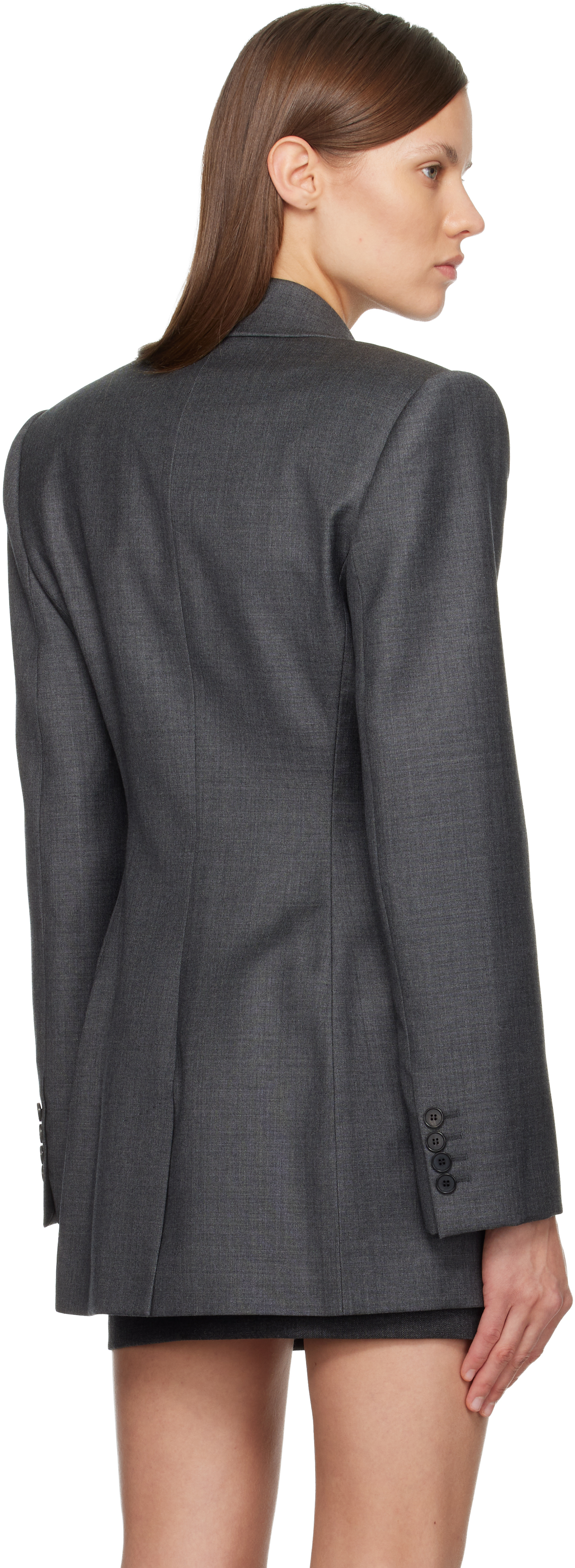 Givenchy Gray Double-breasted Blazer In Gray