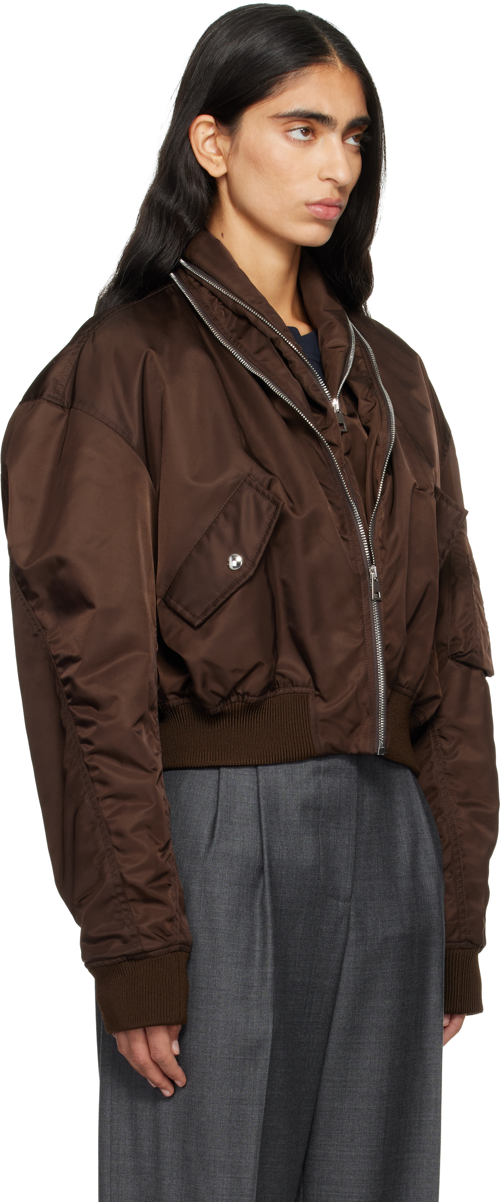 Givenchy Womens Brown Zipped Shawl-collar Woven Bomber Jacket In Brown