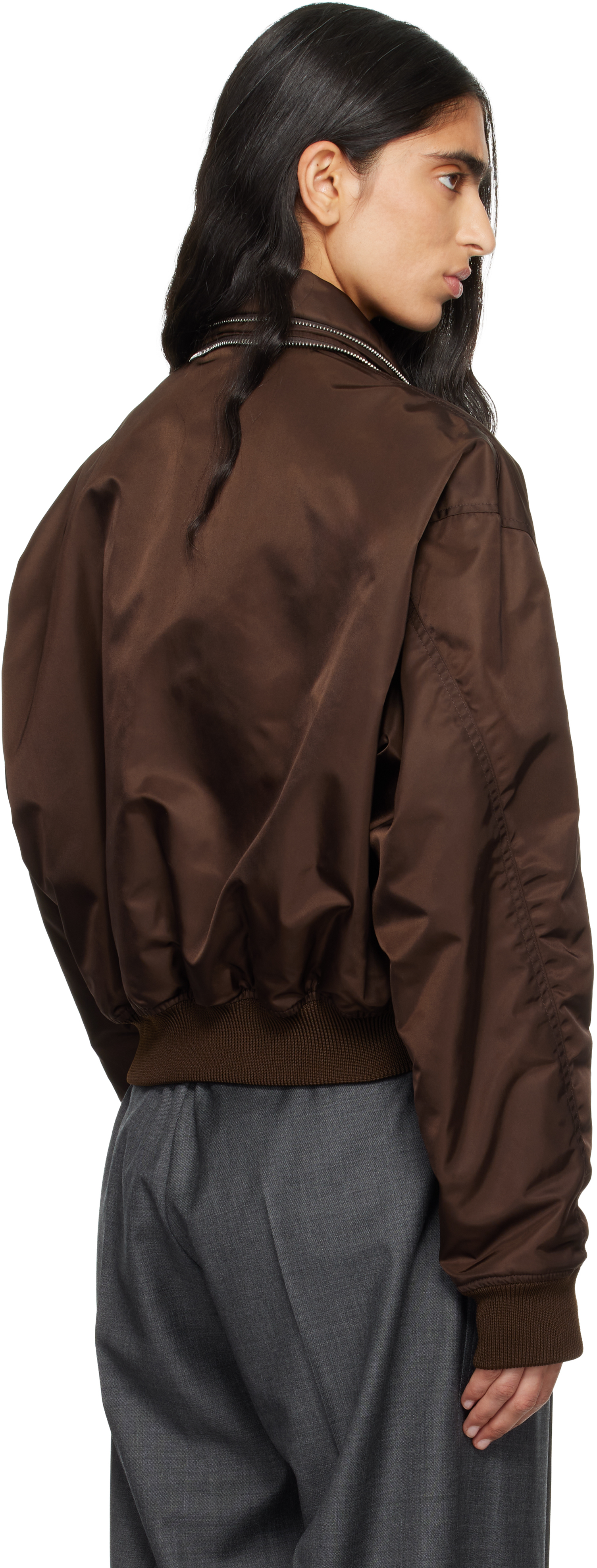 Givenchy Womens Brown Zipped Shawl-collar Woven Bomber Jacket In Brown