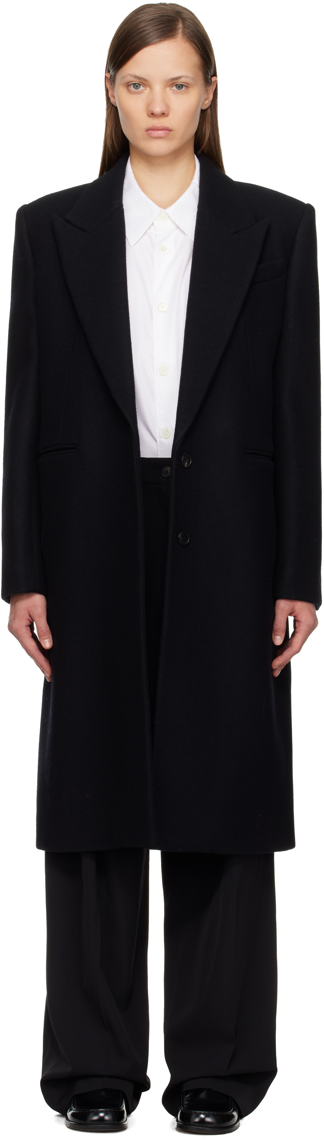Givenchy Black Formal Wool Coat In Black