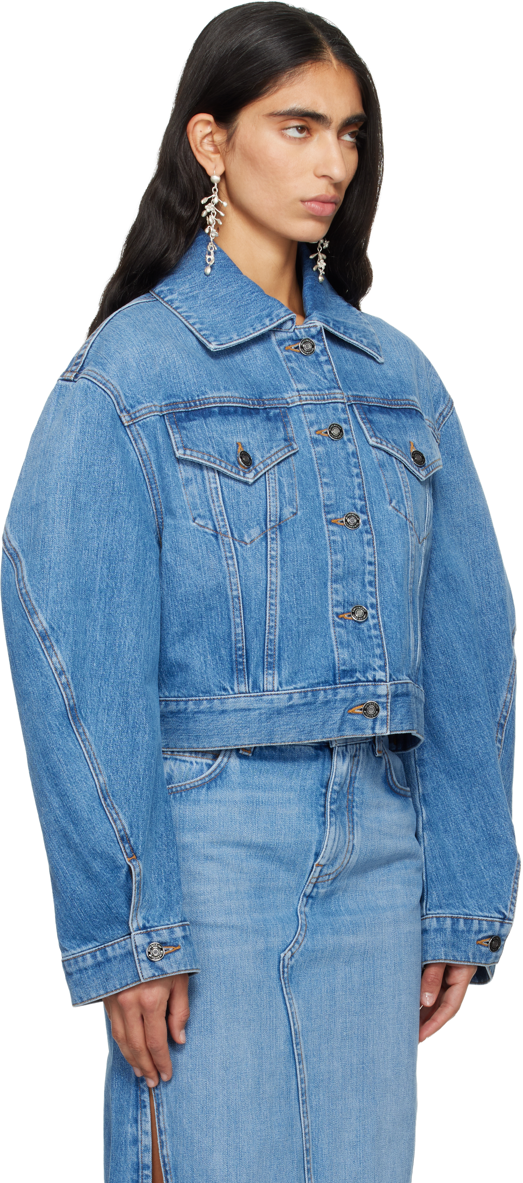 Givenchy Womens Medium Blue Cropped Denim Jacket In Multi