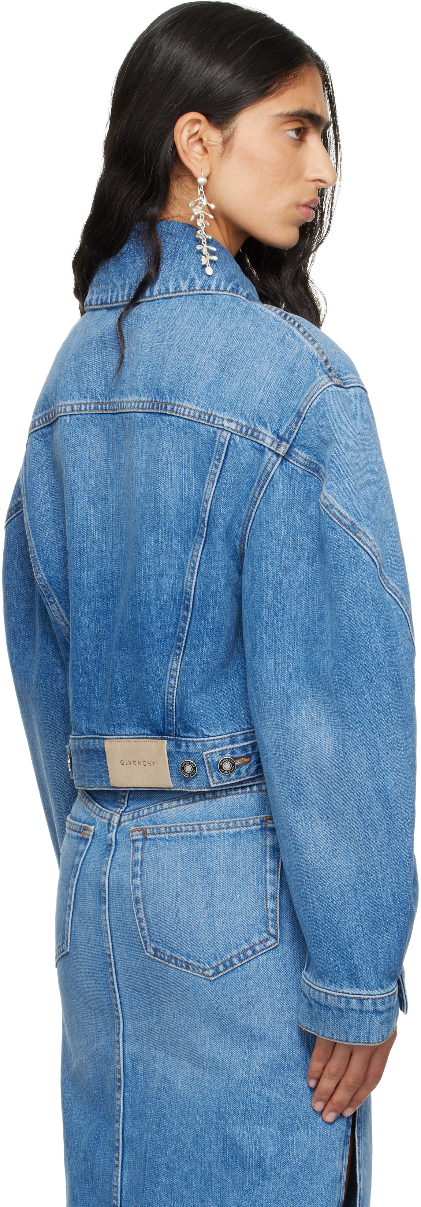 Givenchy Womens Medium Blue Cropped Denim Jacket In Multi