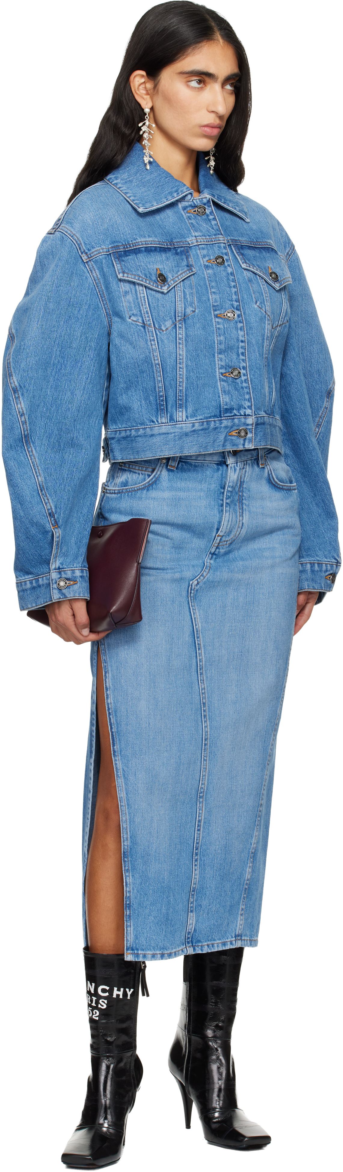 Givenchy Womens Medium Blue Cropped Denim Jacket In Multi