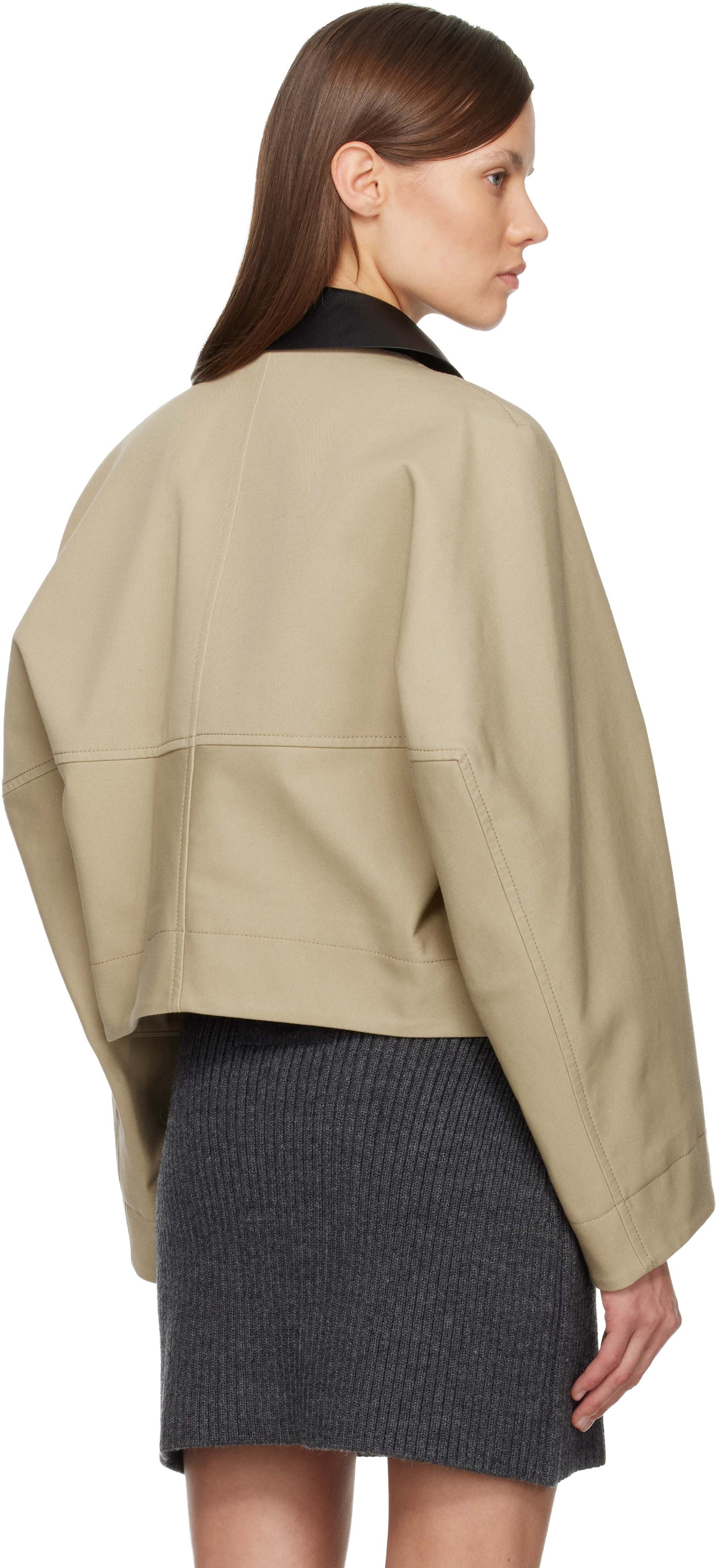 Givenchy Womens Cropped Leather-collar Cotton And Wool-blend Peacoat Beige In Neutral