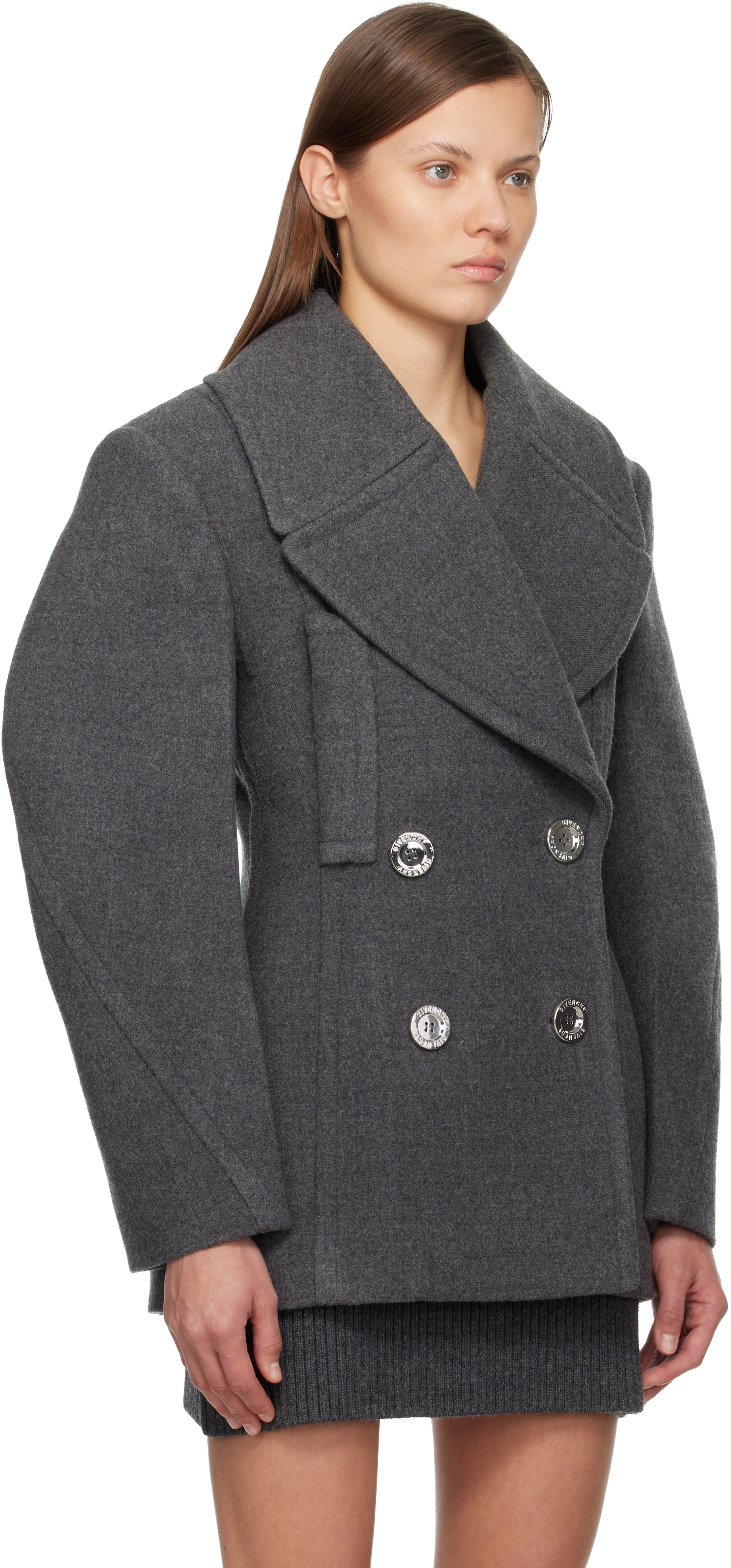 Givenchy Gray Cocoon Peacoat In Gray