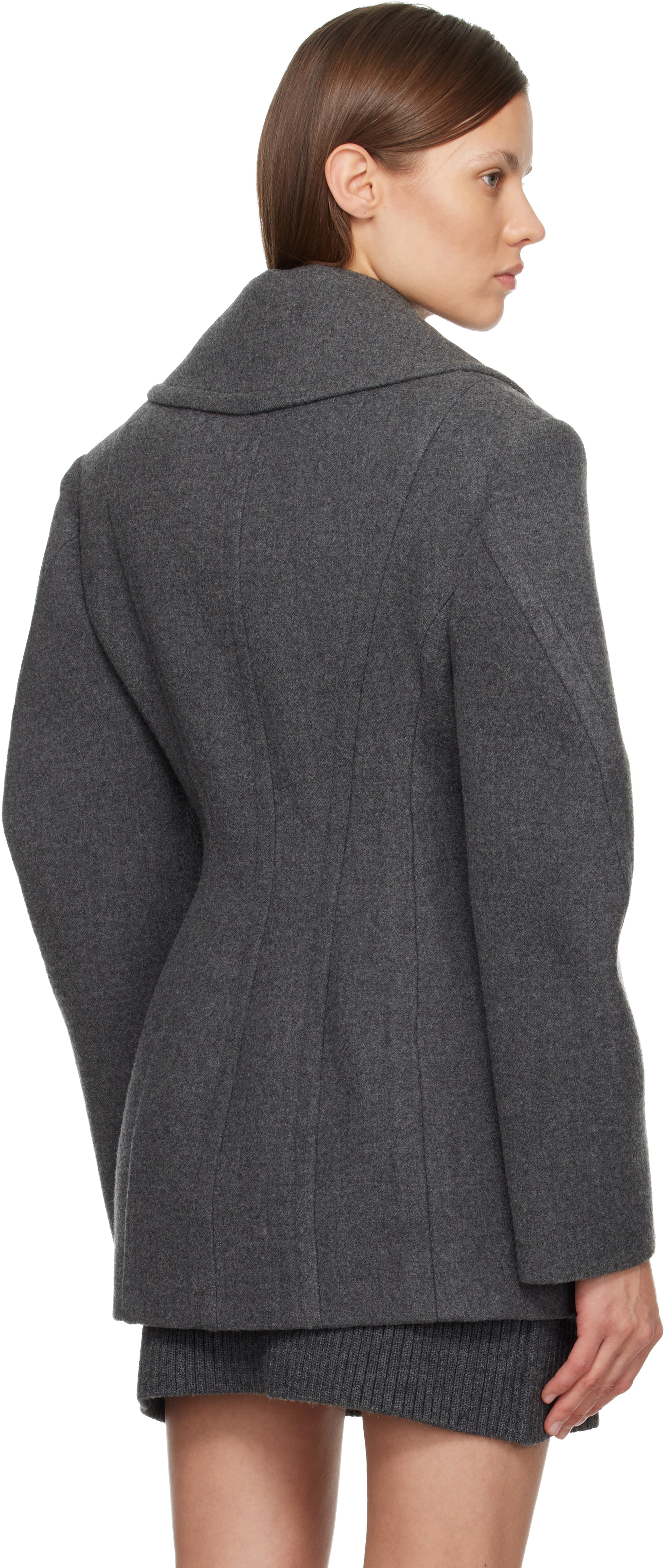 Givenchy Gray Cocoon Peacoat In Gray