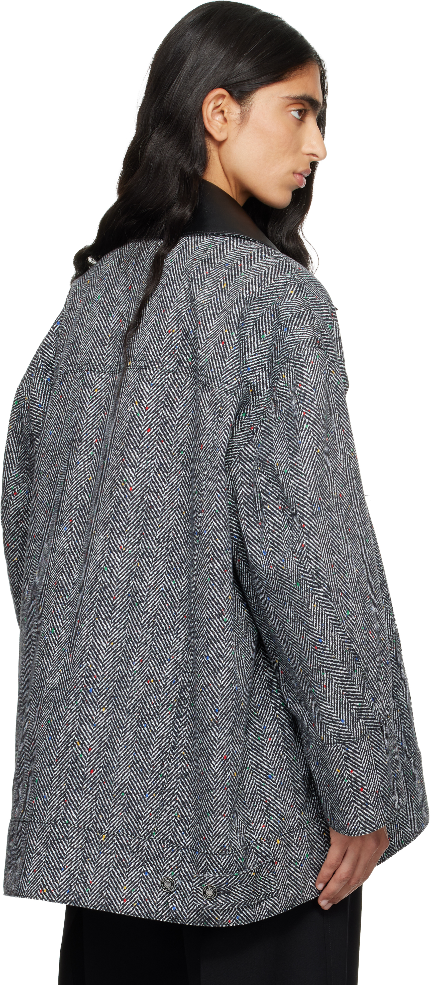 Givenchy Womens Black White Herringbone Relaxed-fit Cotton Jacket In Gray