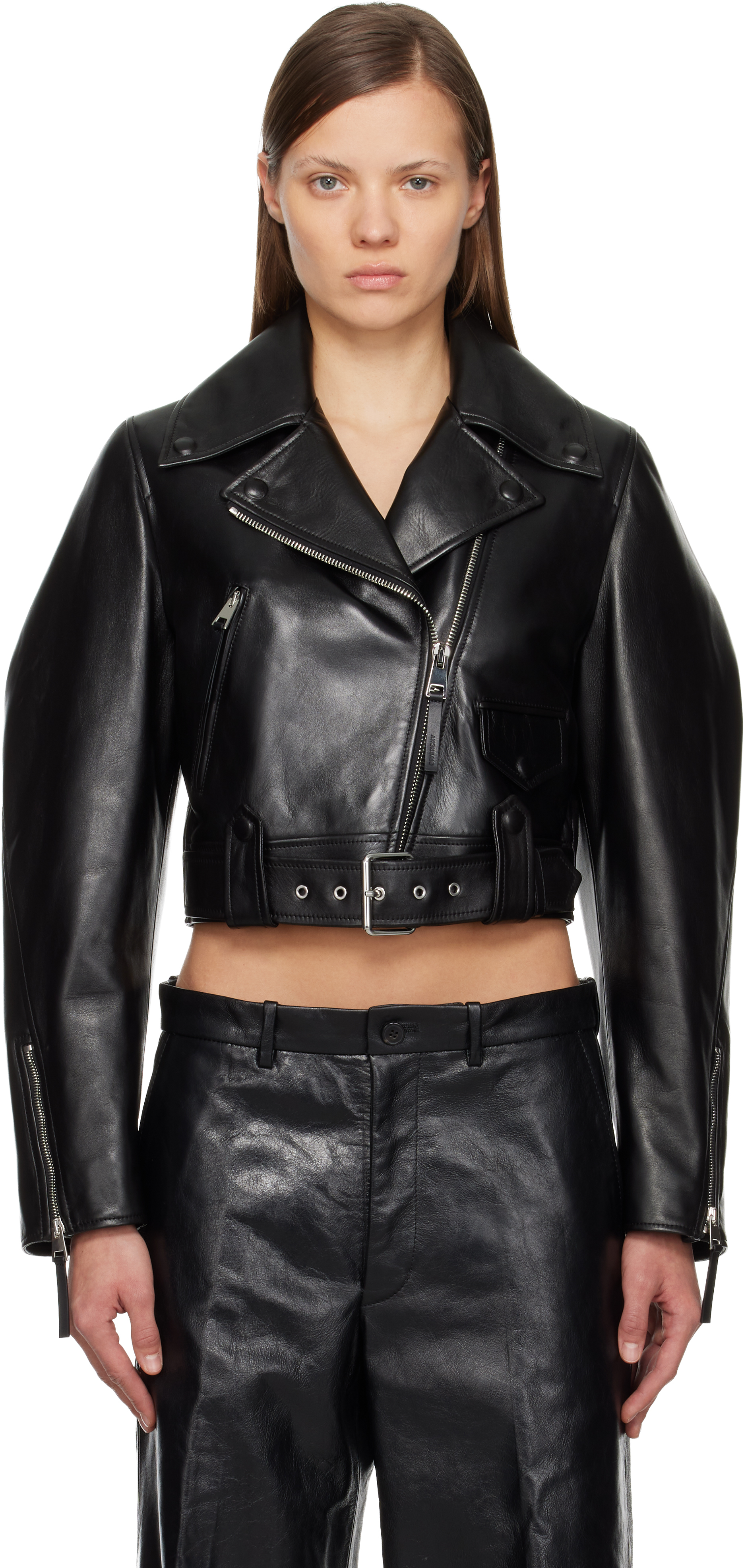 Givenchyのブラック Cocoon クロップド レザー バイカージャケットが Givenchyのブラック Cocoon クロップド レザー バイカージャケットが