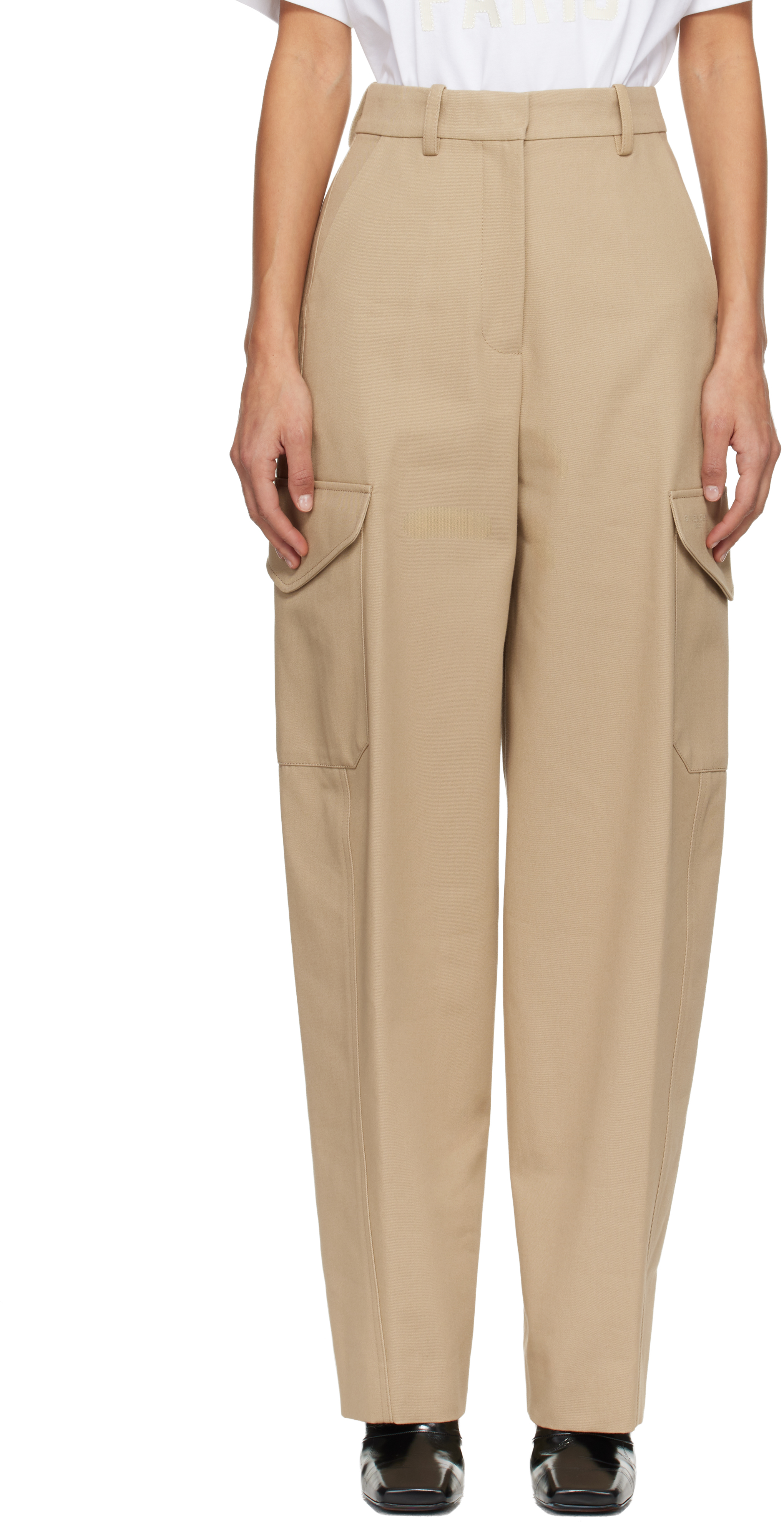 Givenchy Womens Beige Cocoon Straight-leg Cotton-wool Blend Trousers In Brown