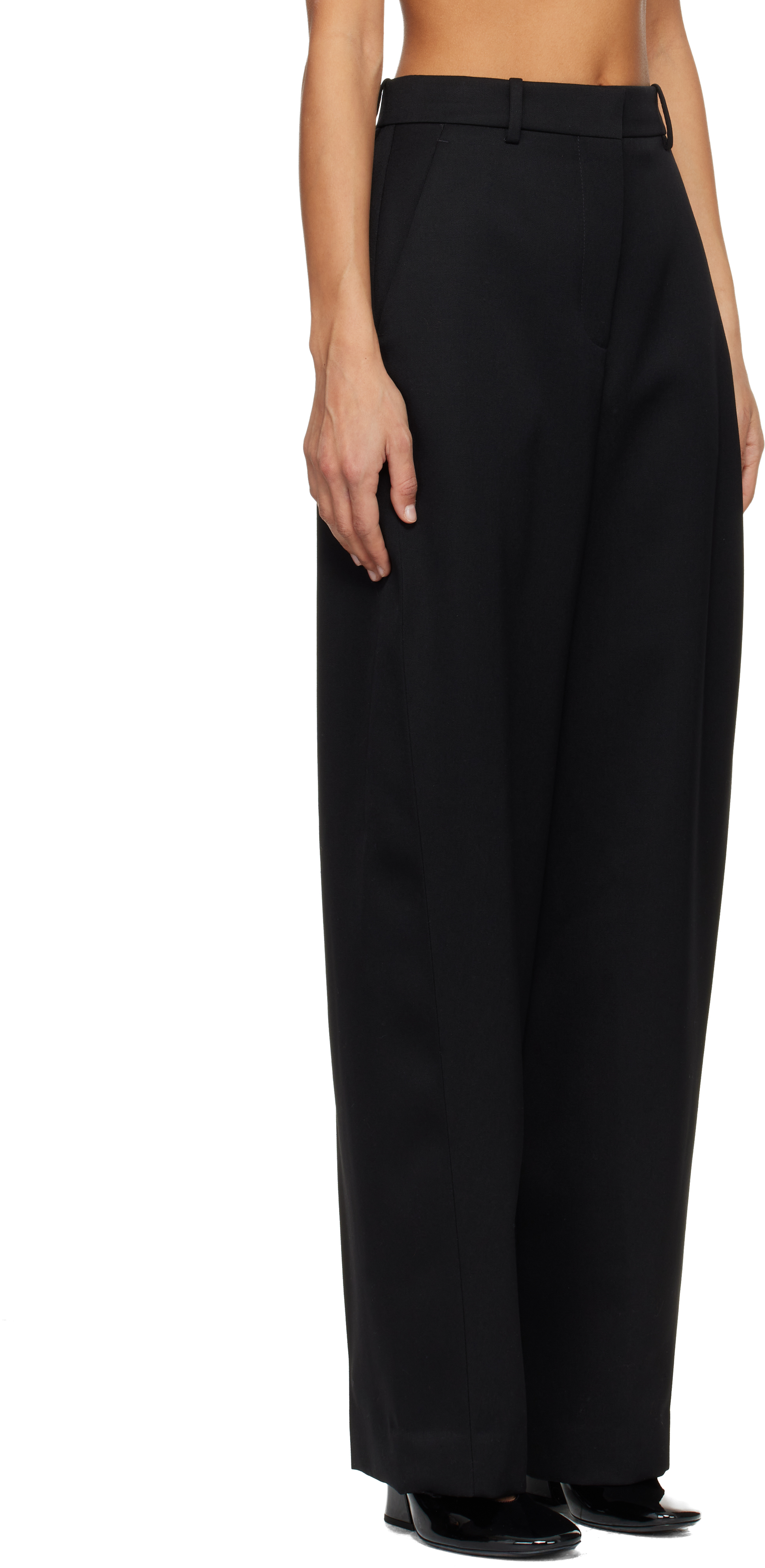 Givenchy Slashed Double-pleated Tapered-leg Trousers In Black