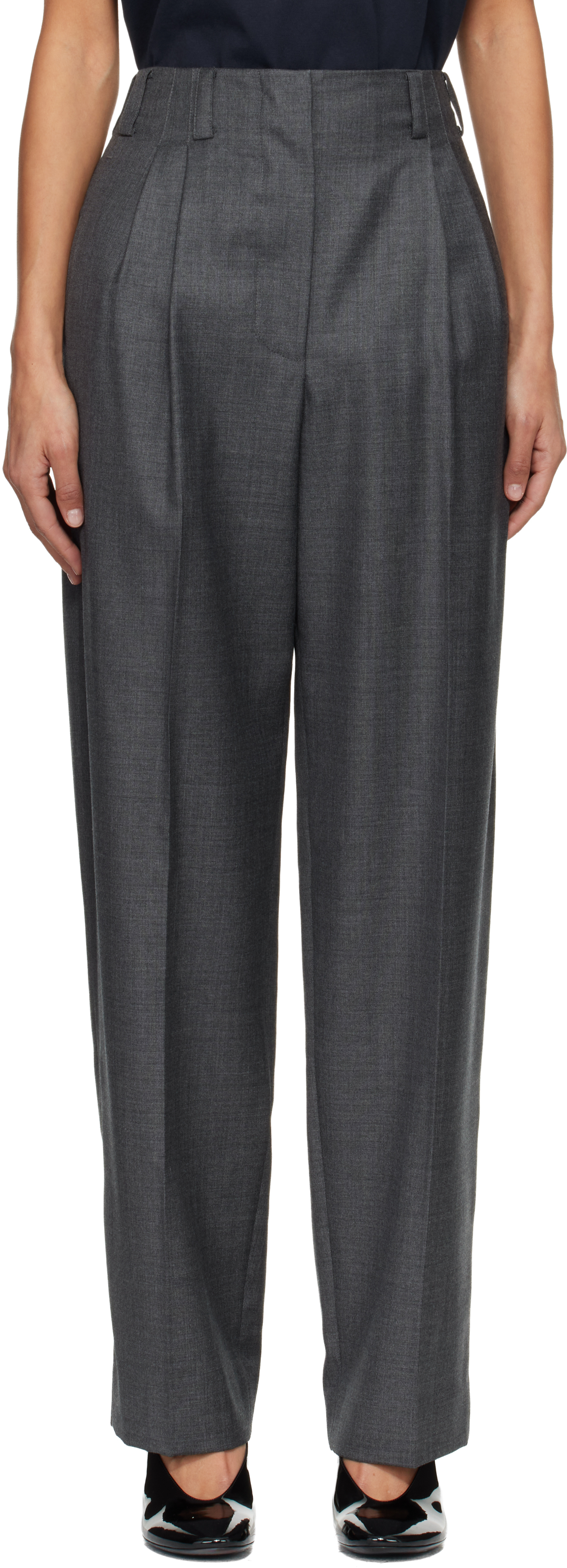 Givenchy Gray Double Pleat Trousers In Gray