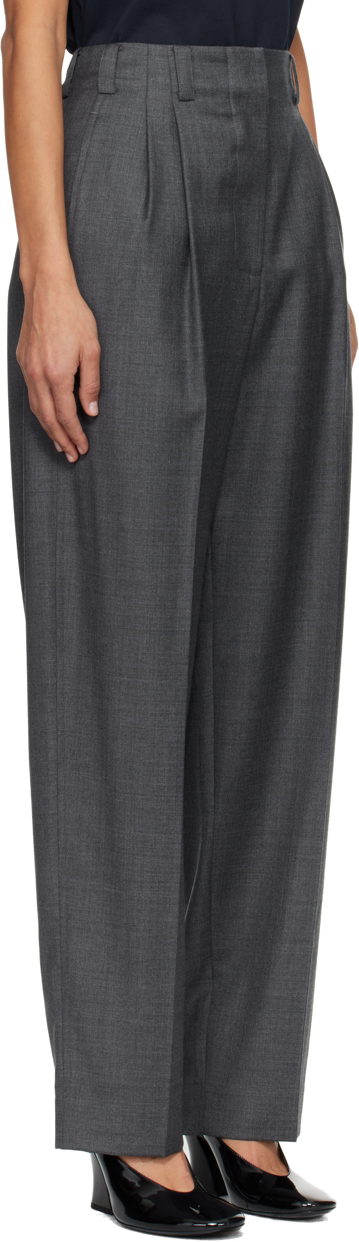 Givenchy Gray Double Pleat Trousers In Gray
