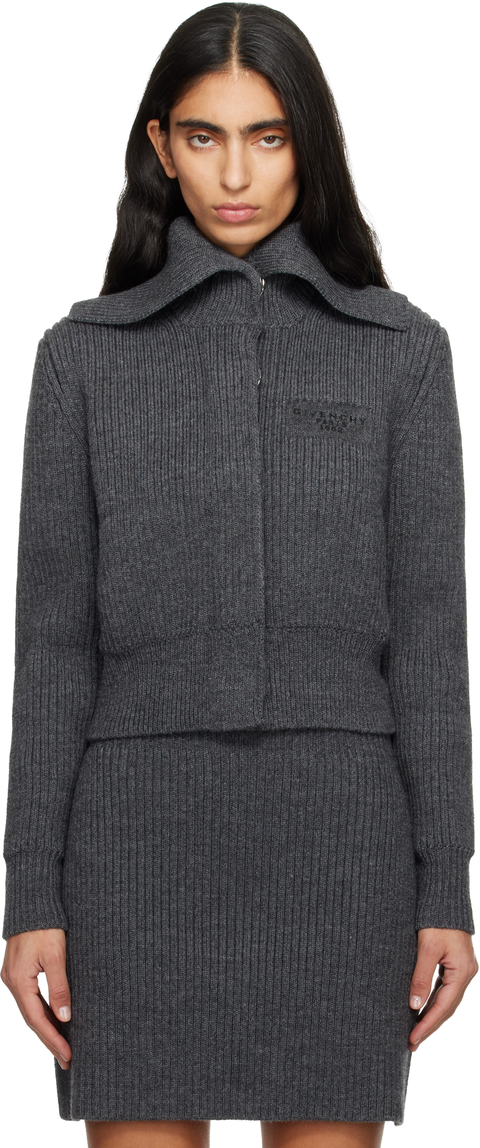 Givenchy Gray Wool Cardigan In Gray