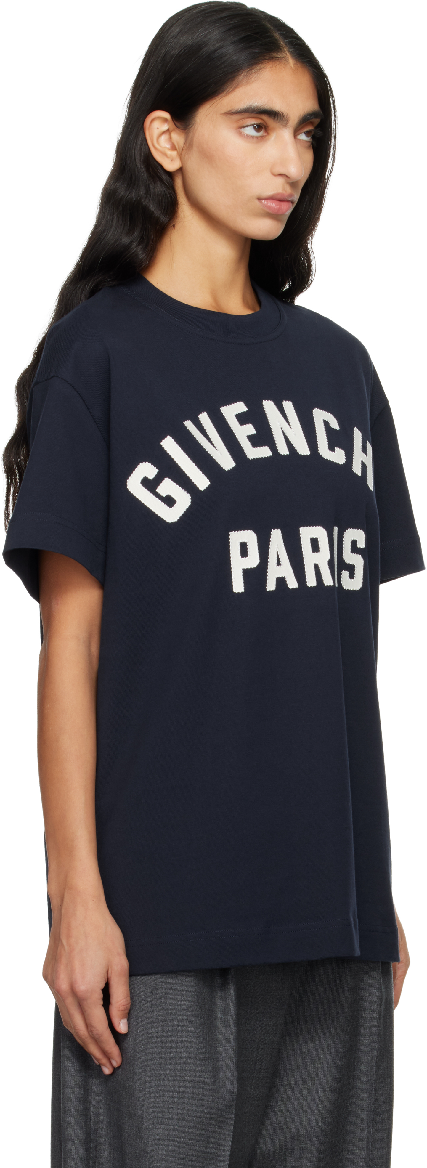 Givenchy Navy ' Paris' Boxy Fit T-shirt