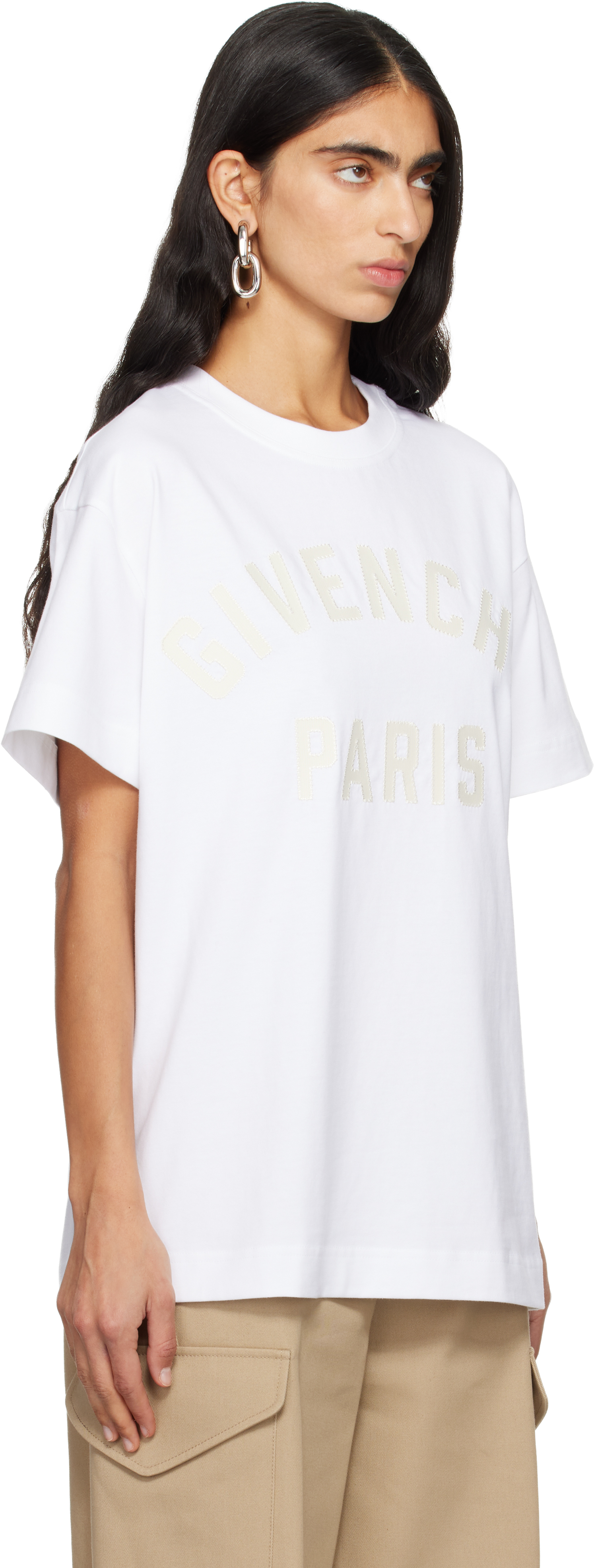 Givenchy White ' Paris' Boxy Fit T-shirt In White