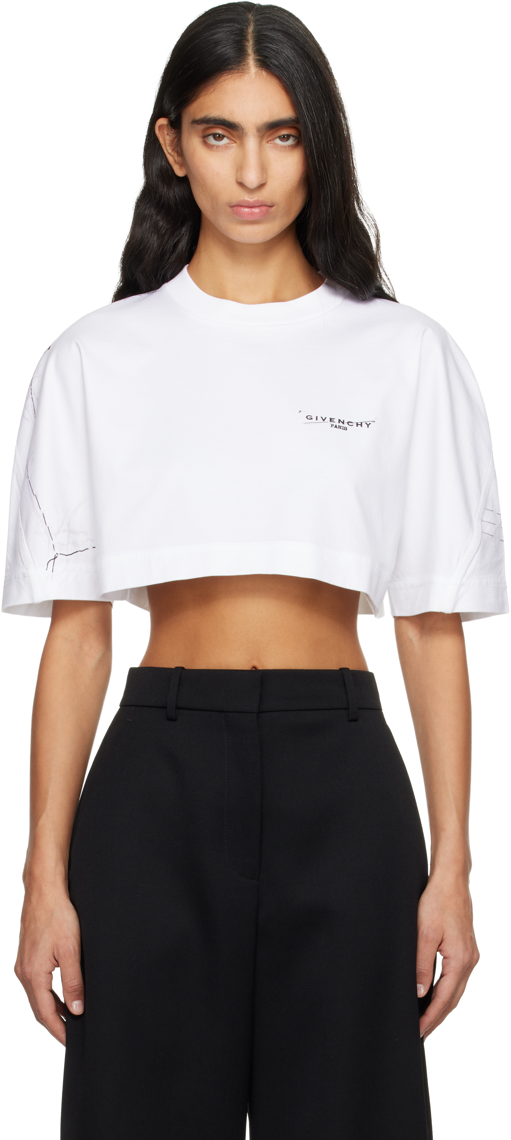 Givenchy Cropped Fit T-shirt In Cotton With Stamp Print Clothing In White