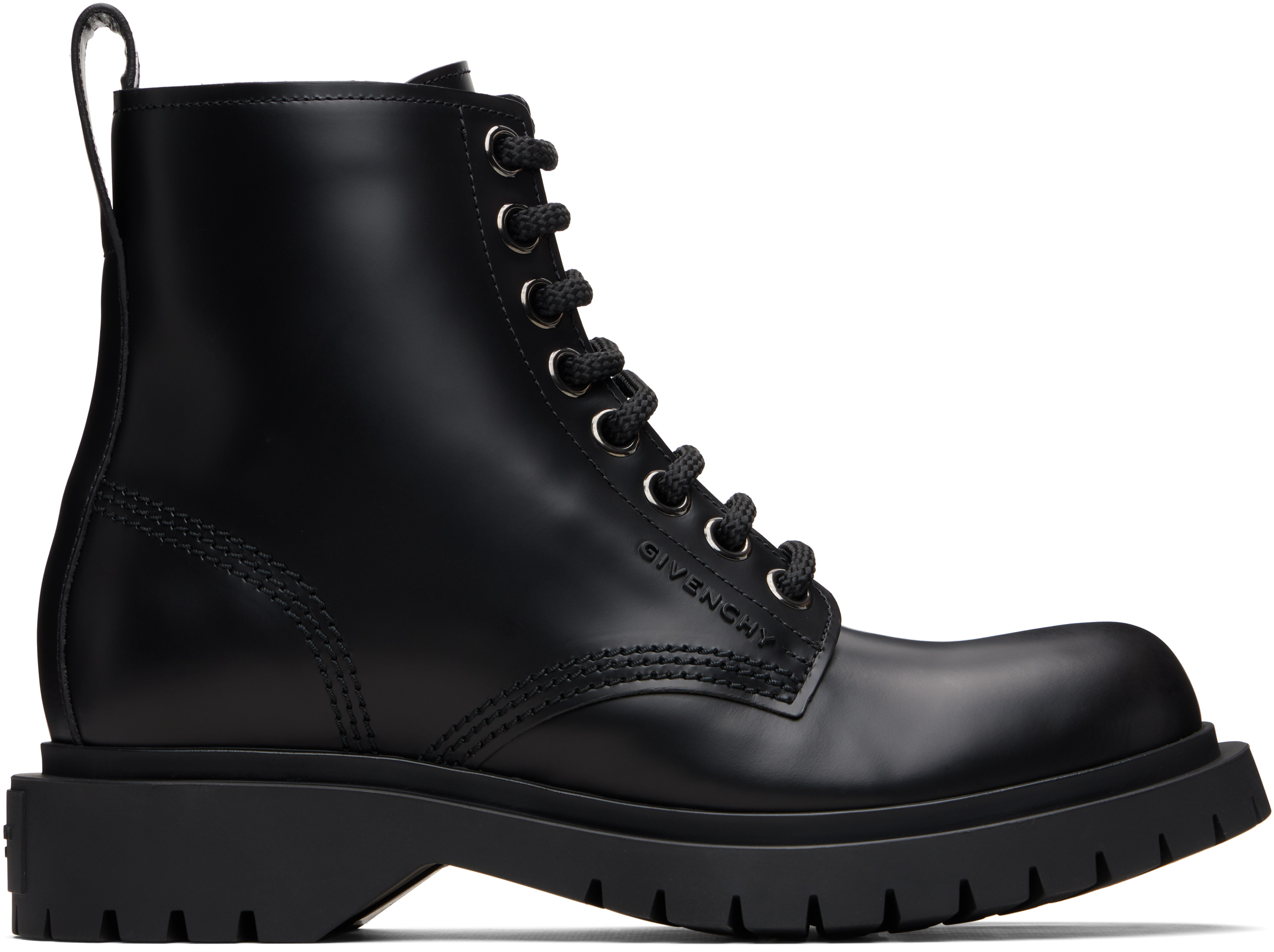 Givenchy Chunky Sole Round Toe Leather Ankle Boots In Black