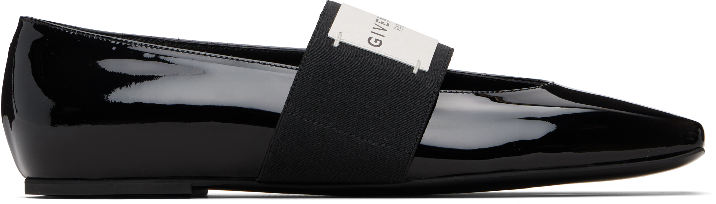 Givenchy Black Sliced Square Patent Leather Ballerina Flats