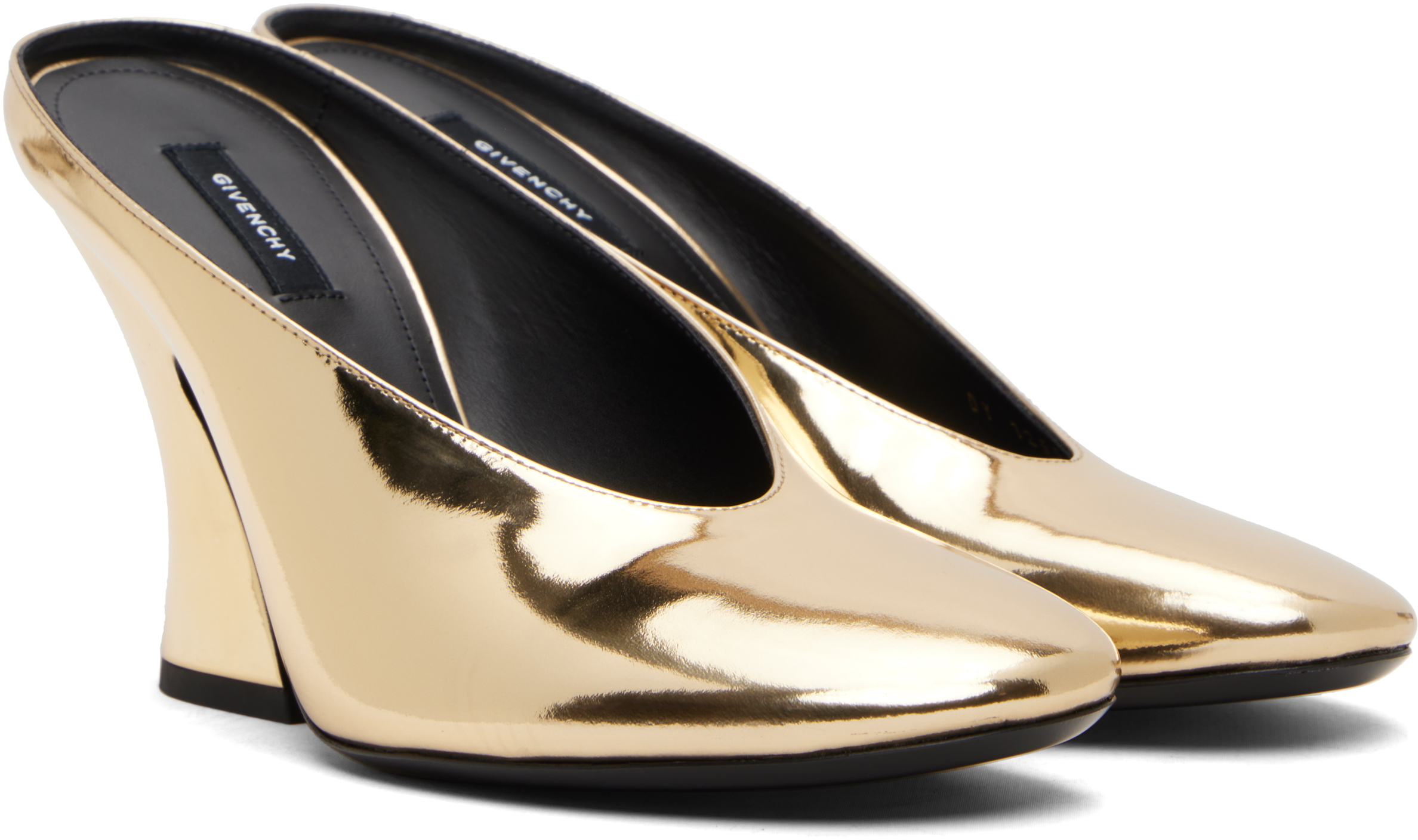 Givenchy Gold Sculpted Mules In Neutral