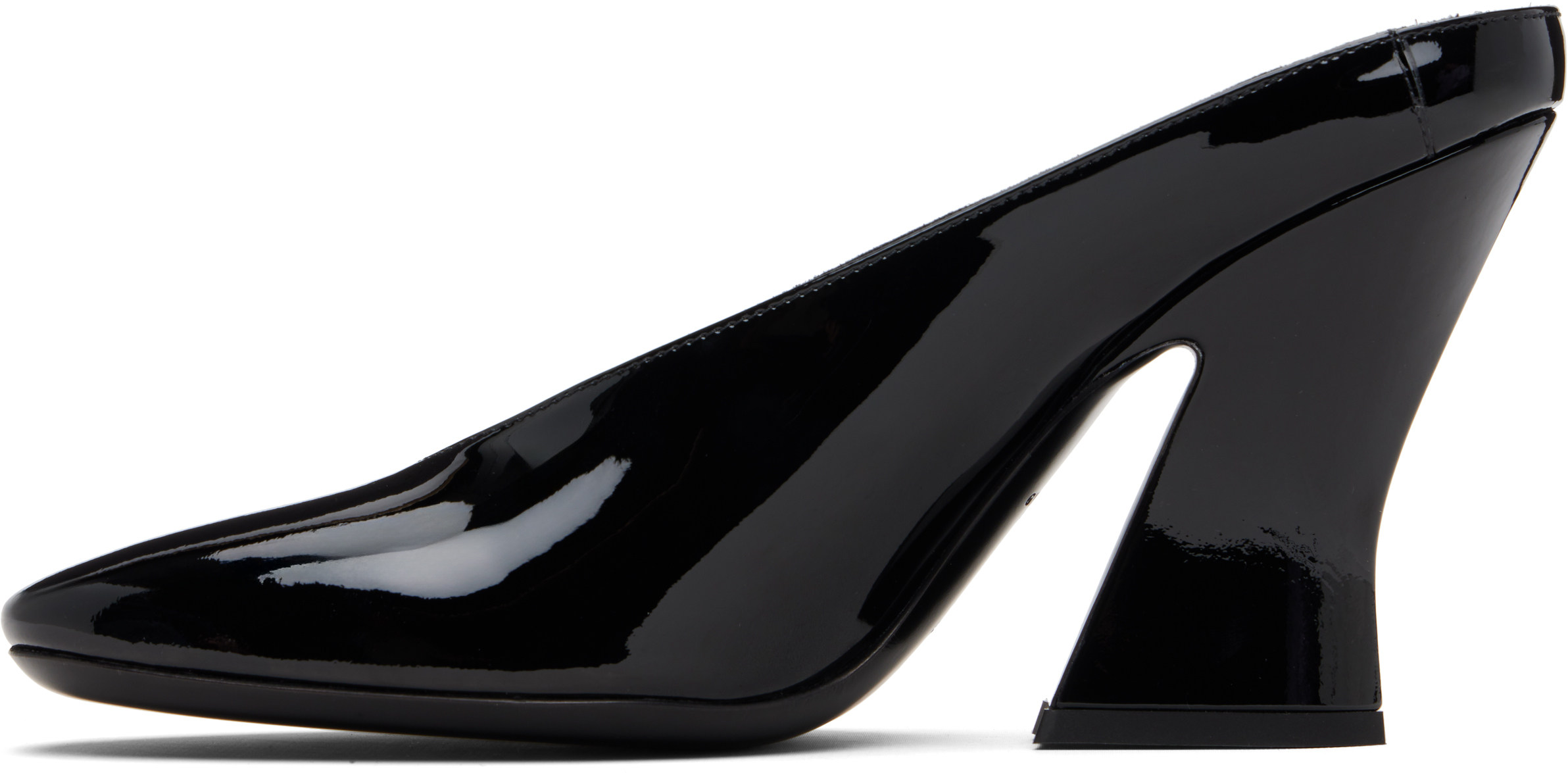 Givenchy Glossy Finish Curved Heel Pointed Toe Mules In Black