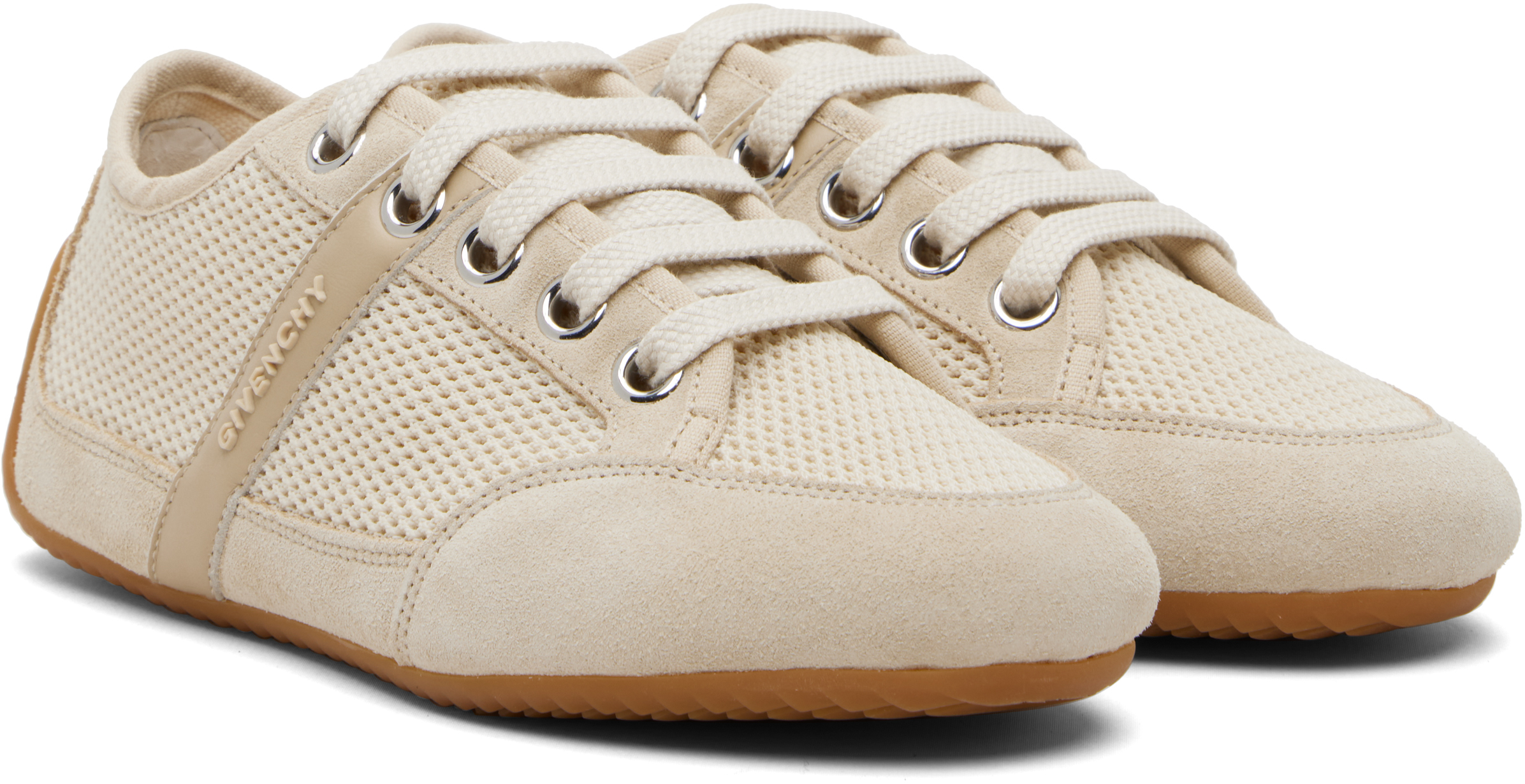 Givenchy Leather And Suede-trimmed Mesh Sneakers In Neutral
