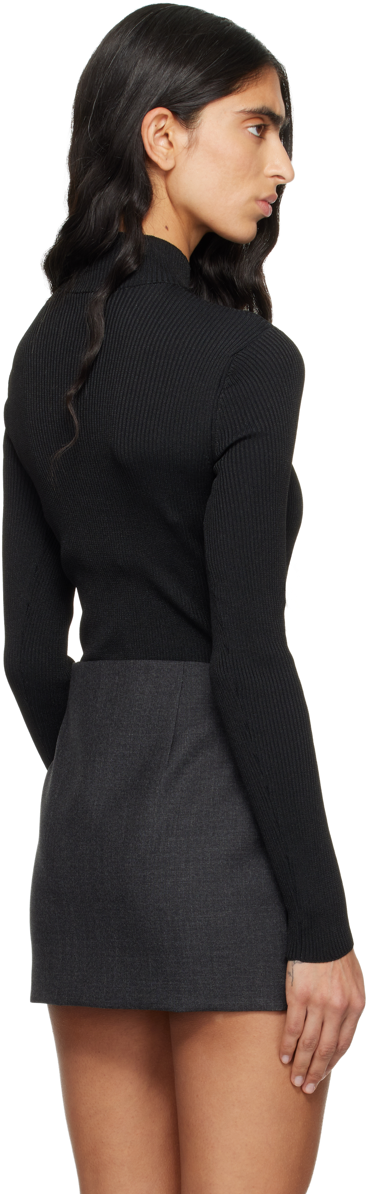 Givenchy Black Fine Rib '' Signature Bodysuit In Black