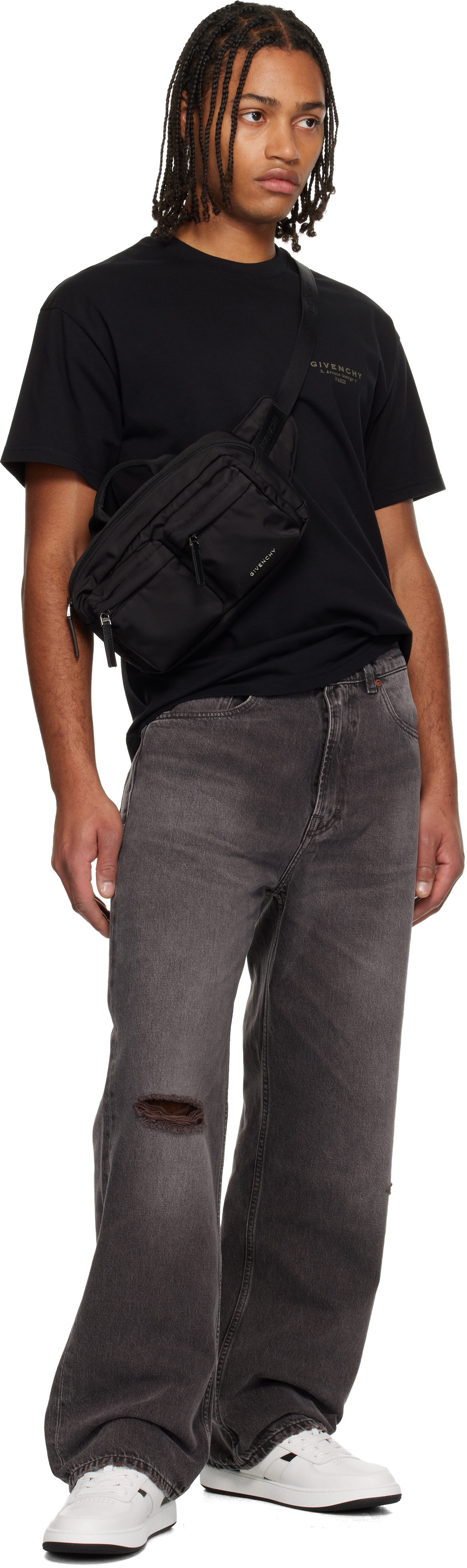 Givenchy Black Essential U Nylon Belt Bag In Black