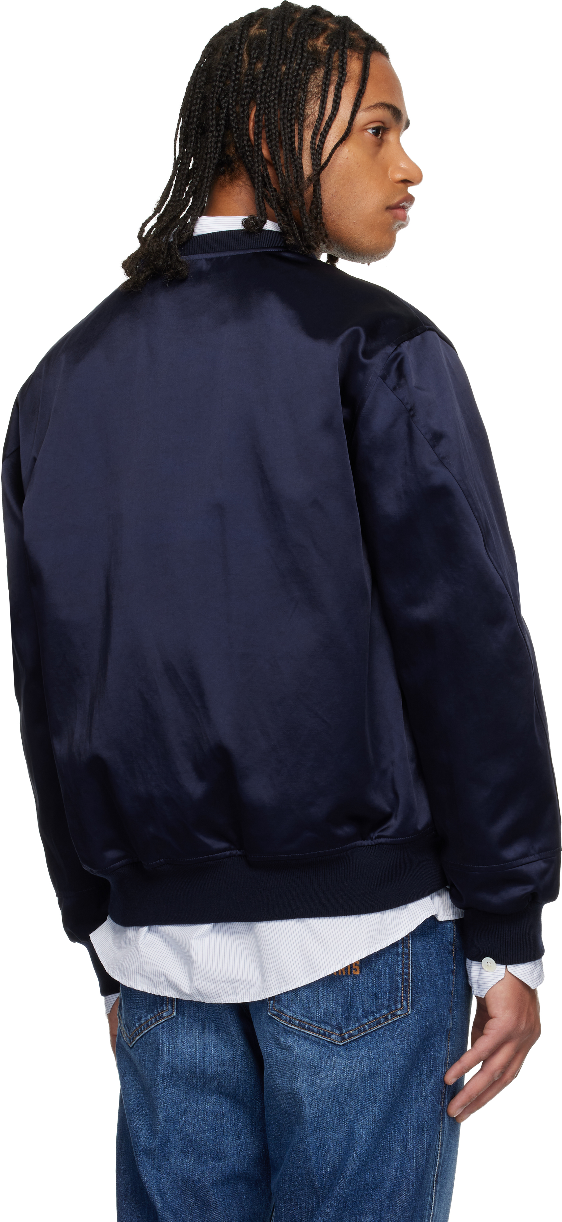 Givenchy Navy Couture Seam Bomber Jacket In Animal Print