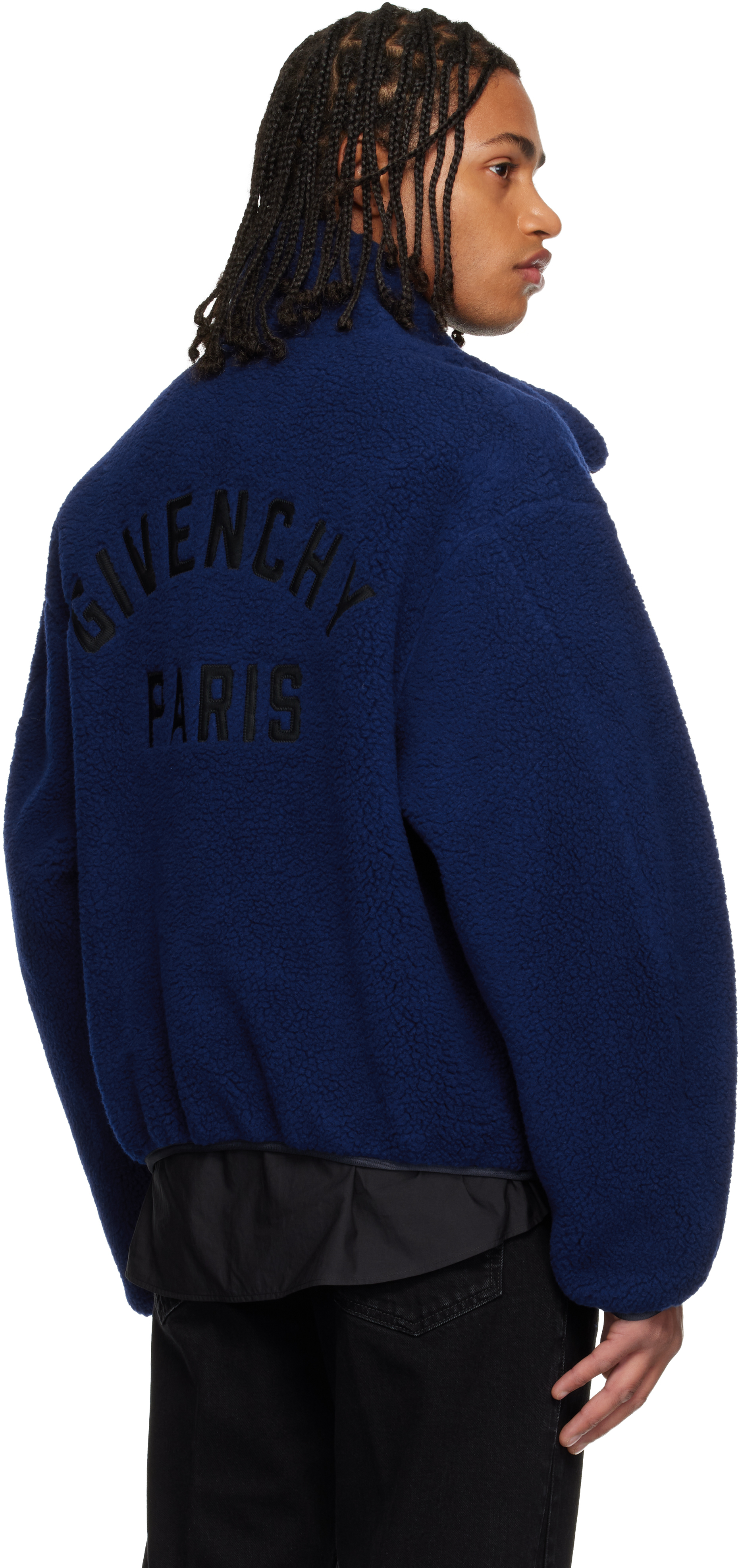 Givenchy Blue Wool Fleece Bomber Jacket In Blue