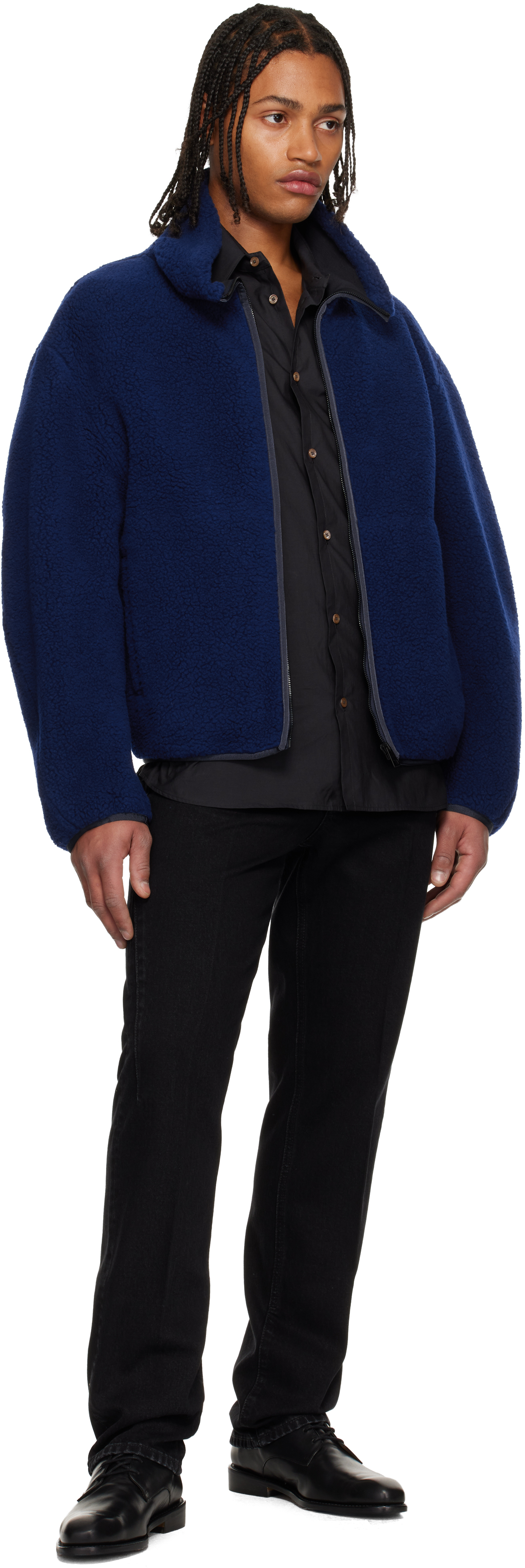 Givenchy Blue Wool Fleece Bomber Jacket In Blue