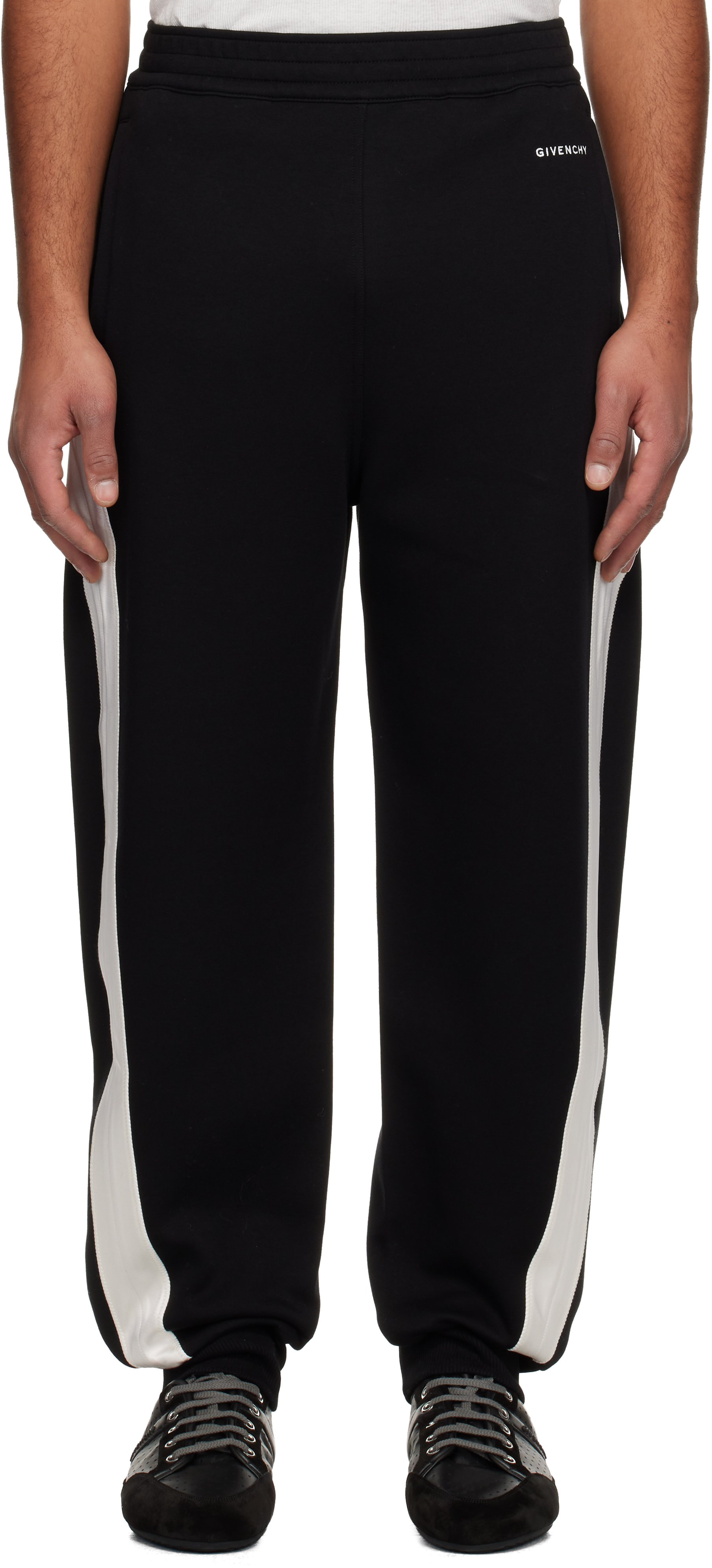 Givenchy Mens Black Open Seam Contrast Cotton-jersey Jogging Bottoms Xl