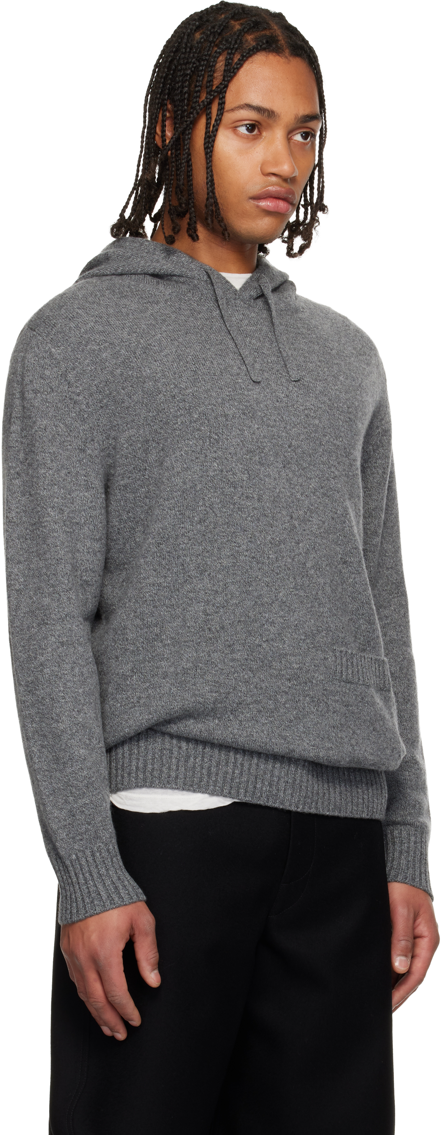 Givenchy Gray Cashmere Knit Hoodie In Gray