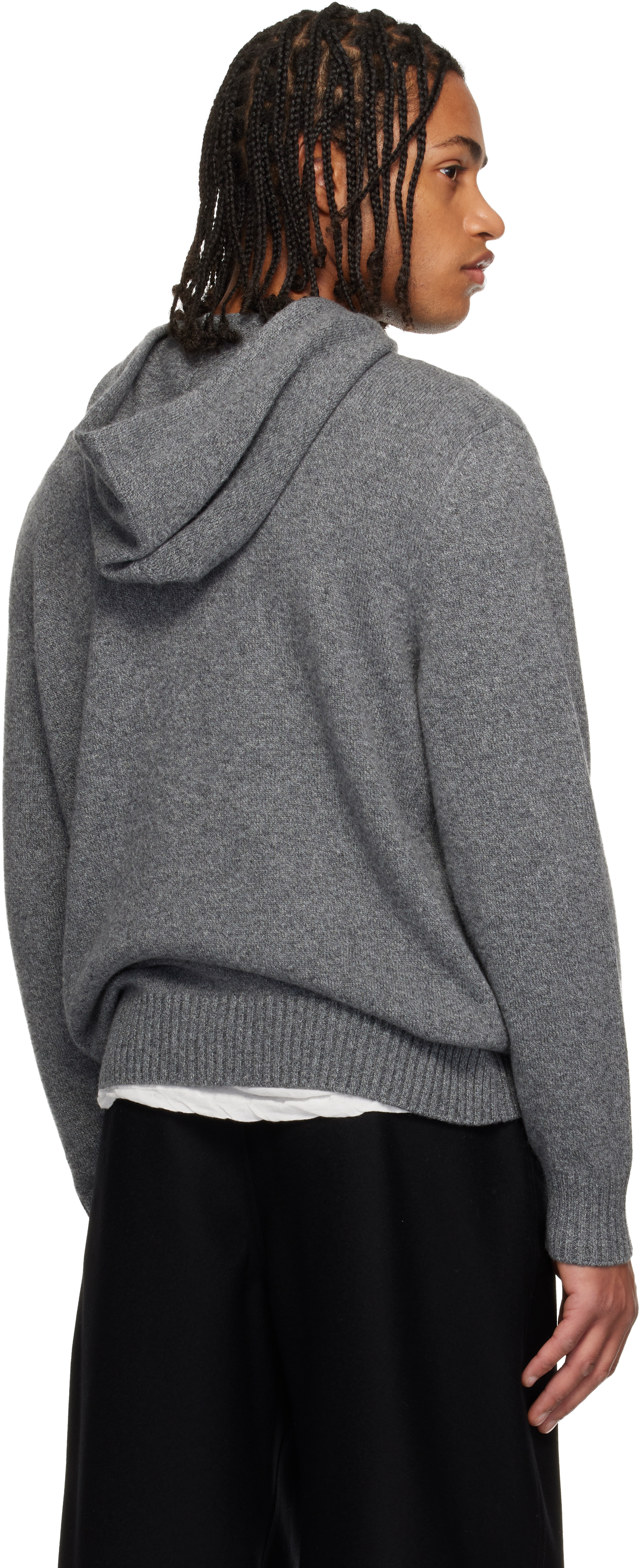 Givenchy Gray Cashmere Knit Hoodie In Gray