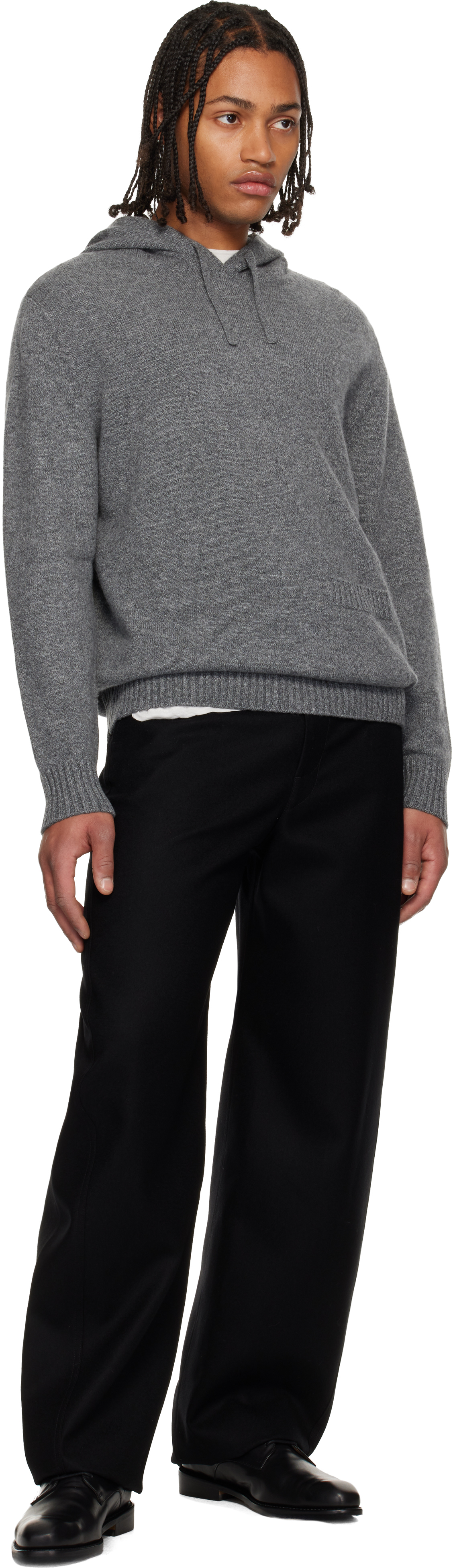 Givenchy Gray Cashmere Knit Hoodie In Gray