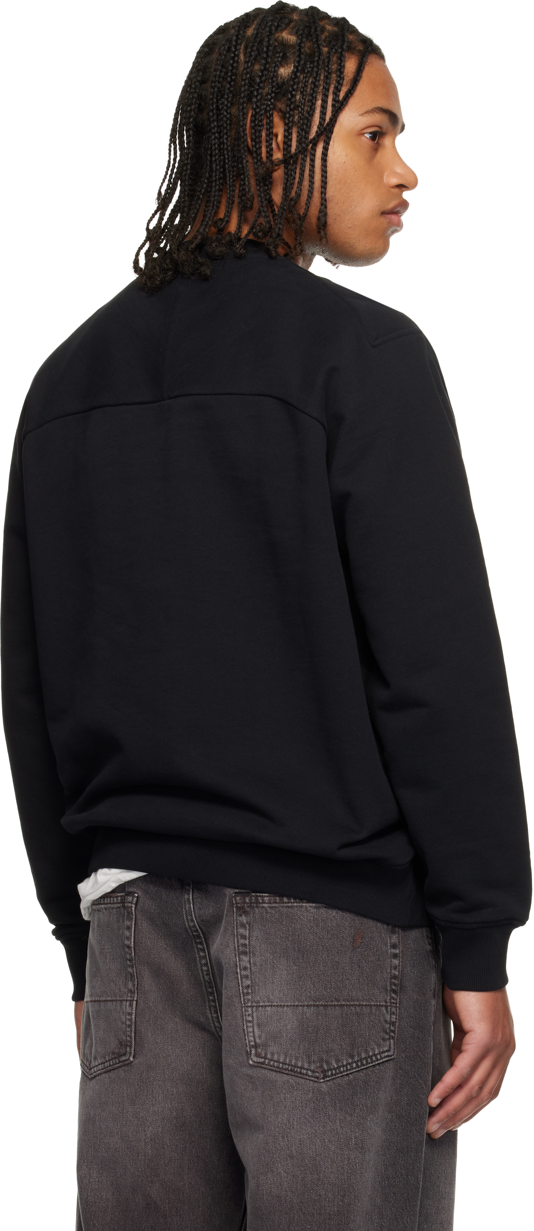 Givenchy Black Crewneck Sweatshirt With Logo Patch On The Front In Cotton Man In Black