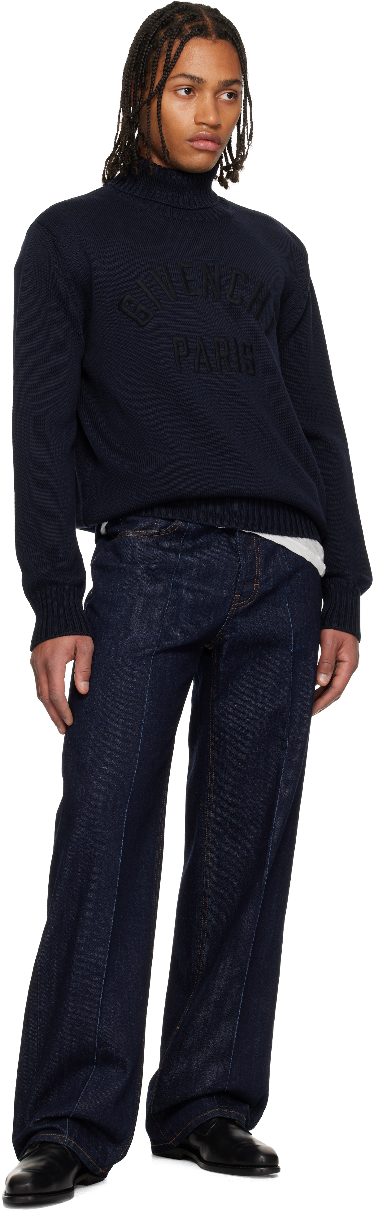 Givenchy Dark Navy Blue Cotton Pullover In Blue