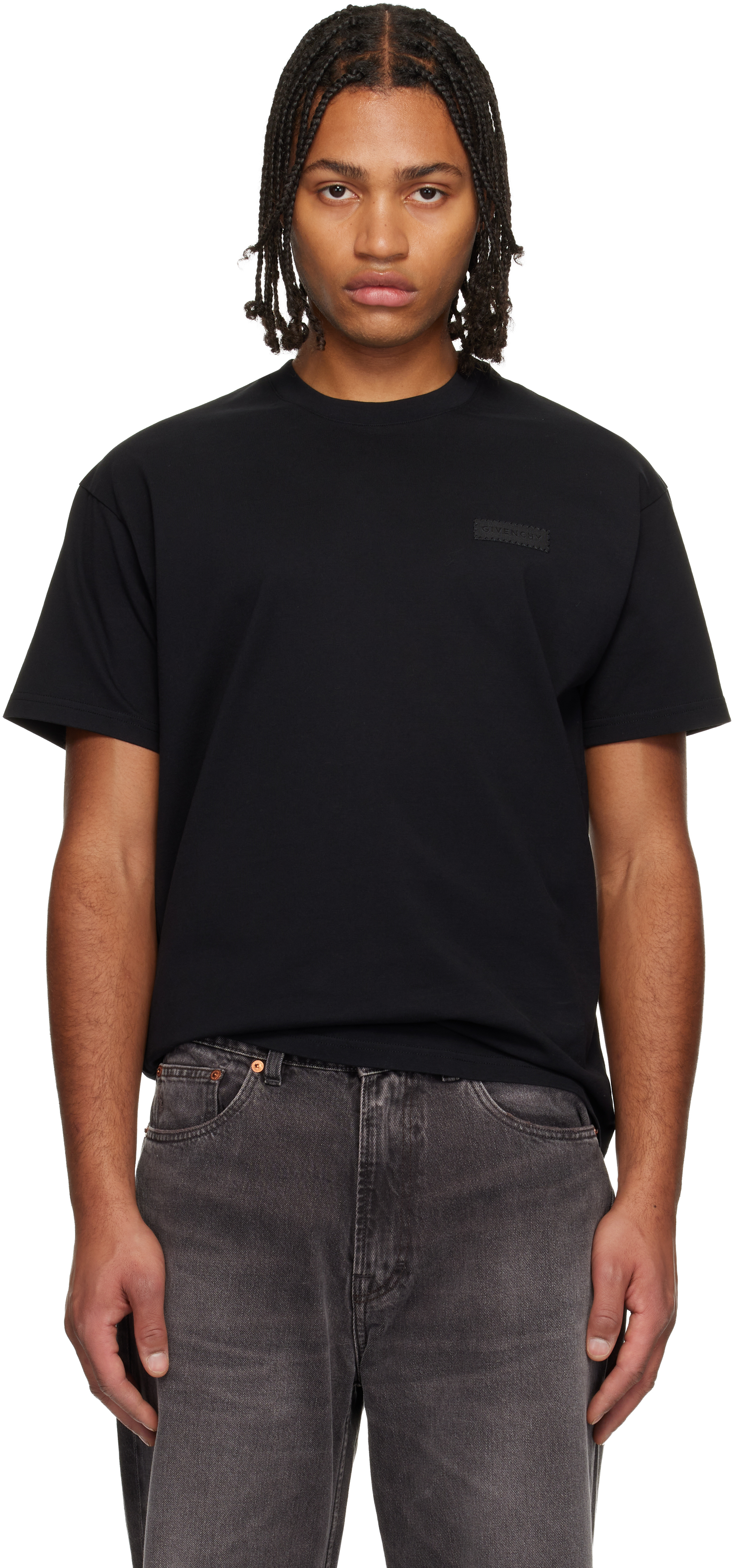 Givenchy: ブラック 'GIVENCHY' Patch Tシャツ | SSENSE 日本