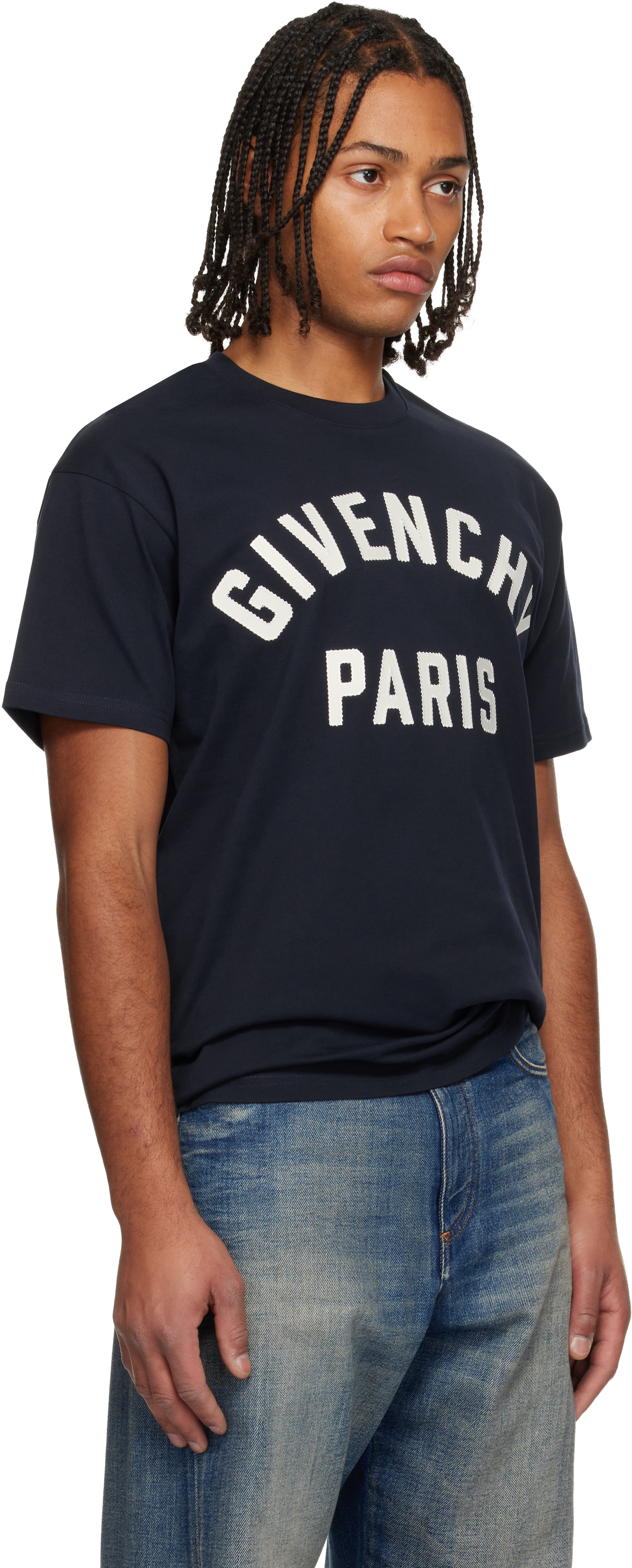 Givenchy Men Black Crewneck T-shirt With Maxi Logo Lettering On The Front In Cotton Man