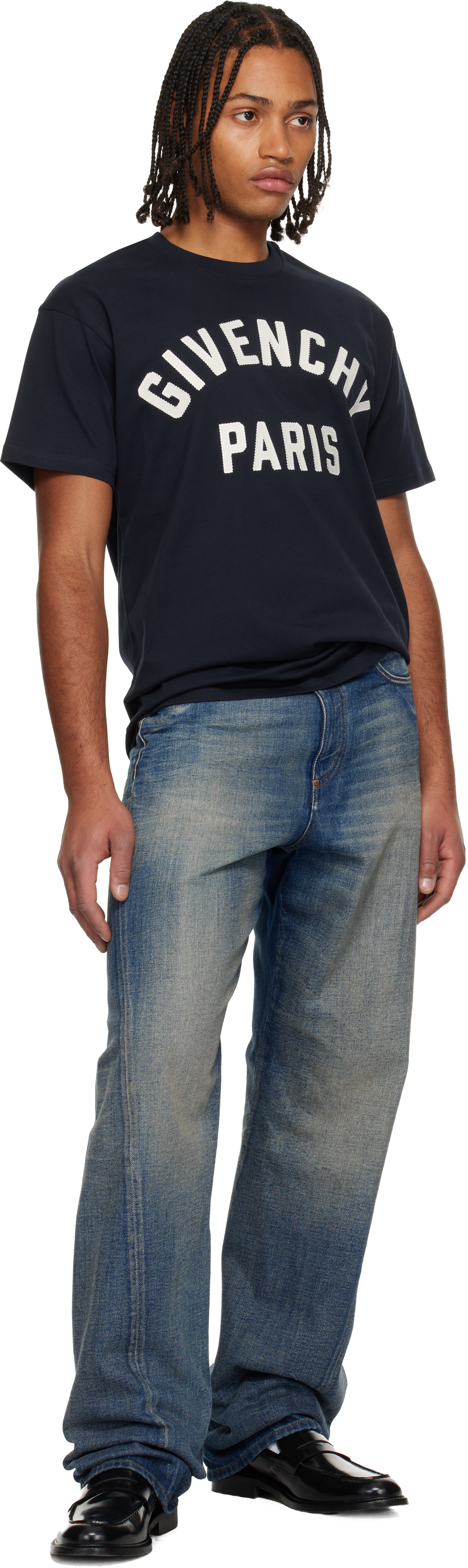 Givenchy Men Black Crewneck T-shirt With Maxi Logo Lettering On The Front In Cotton Man