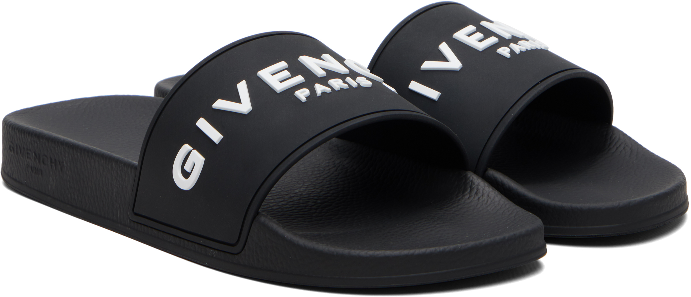 Givenchy Black Flat Pool Slides In Black