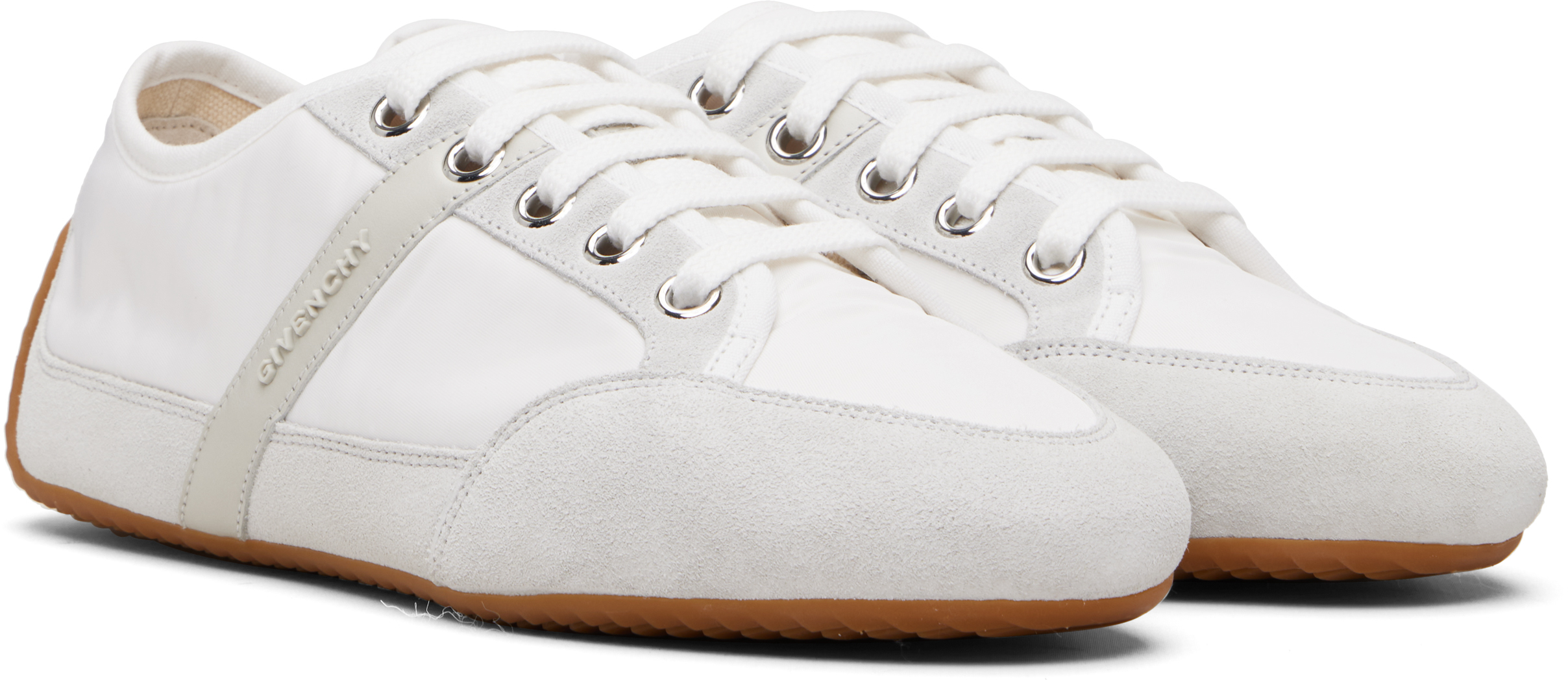 Givenchy White Silm Sneakers In Nylon And Suede In Animal Print