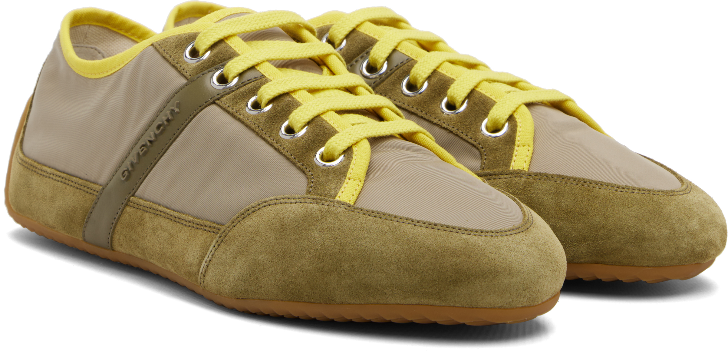 Givenchy Khaki Yellow Polyamide Sneakers In Brown