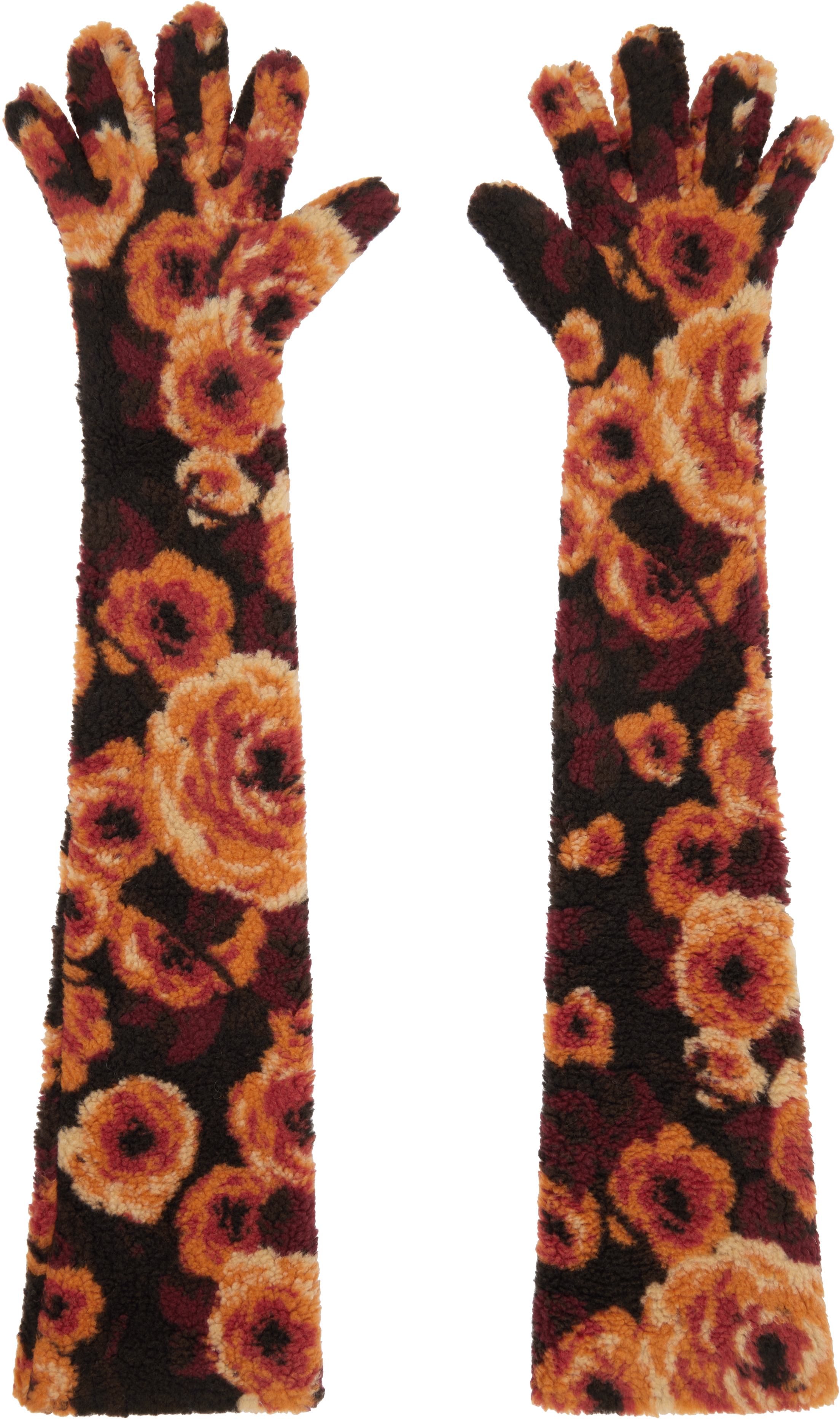 Ruslan Baginskiy Black & Orange Jacquard Faux-fur Gloves In Multi