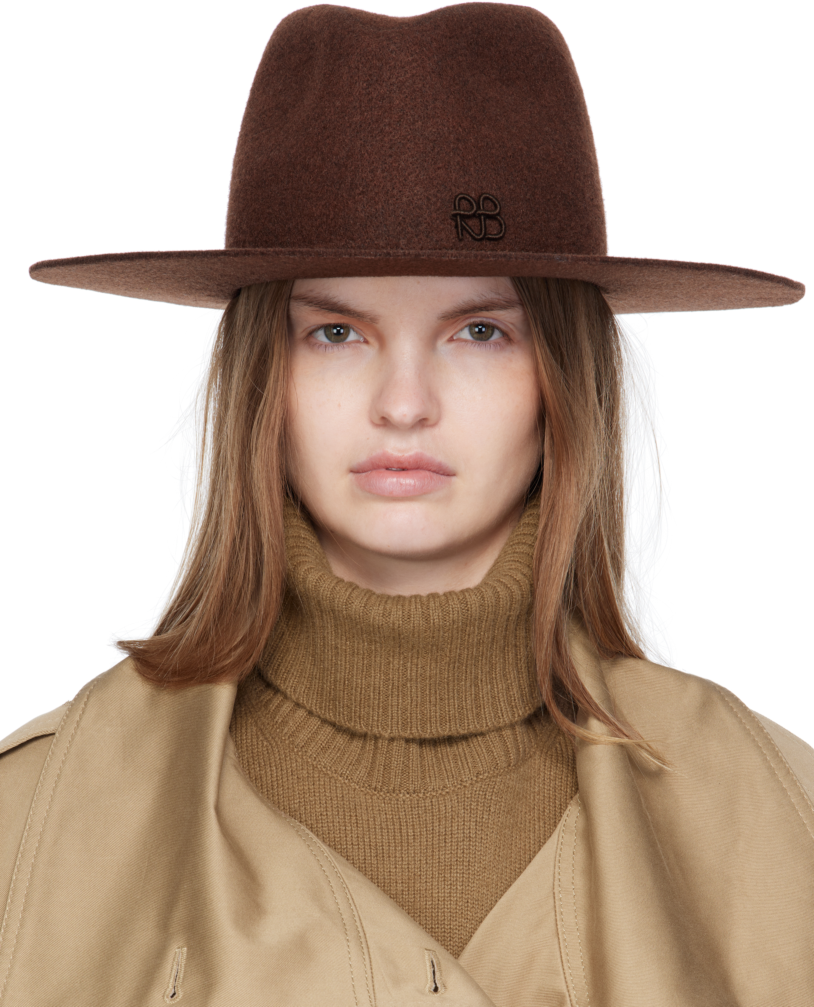 Ruslan Baginskiy Brown Monogram-embellished Fedora In Brown
