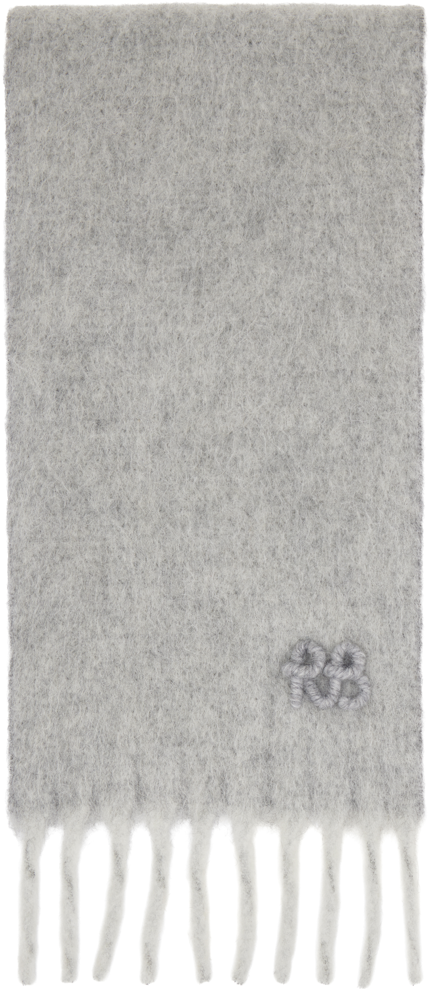 Ruslan Baginskiy Gray Fringed Alpaca-blend Mid Scarf In Gray