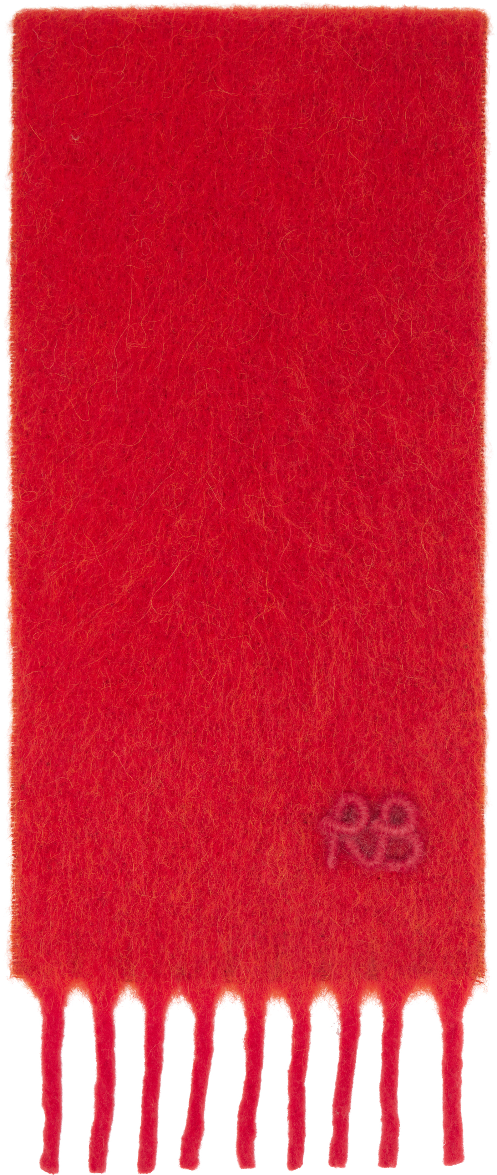 Ruslan Baginskiy Red Fringed Alpaca-blend Mid Scarf In Orange
